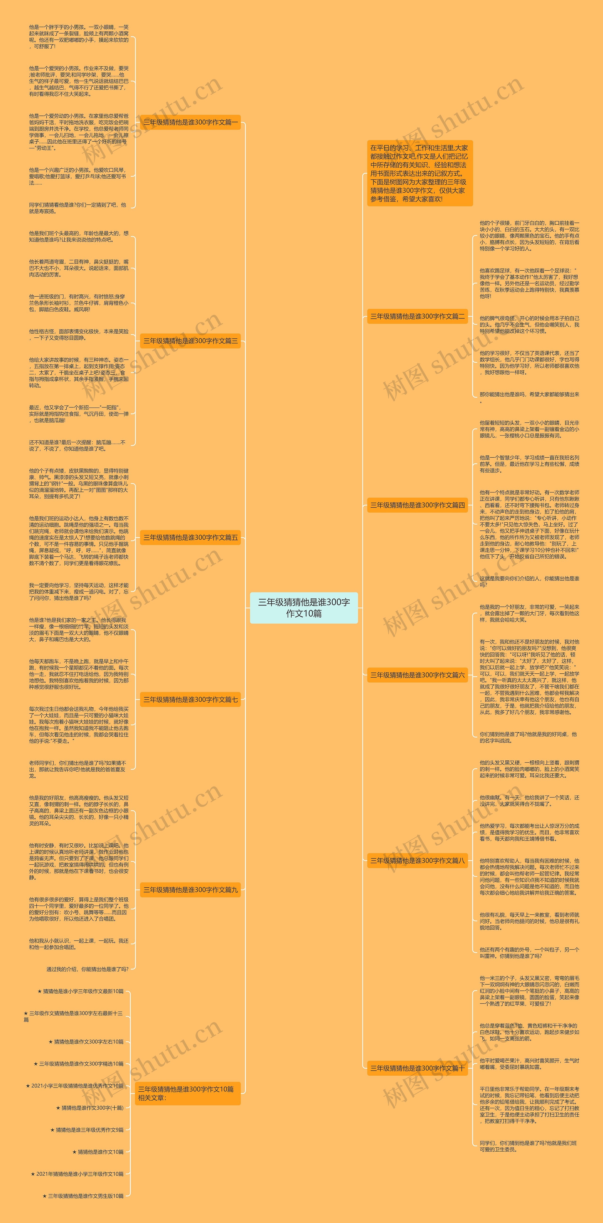 三年级猜猜他是谁300字作文10篇思维导图