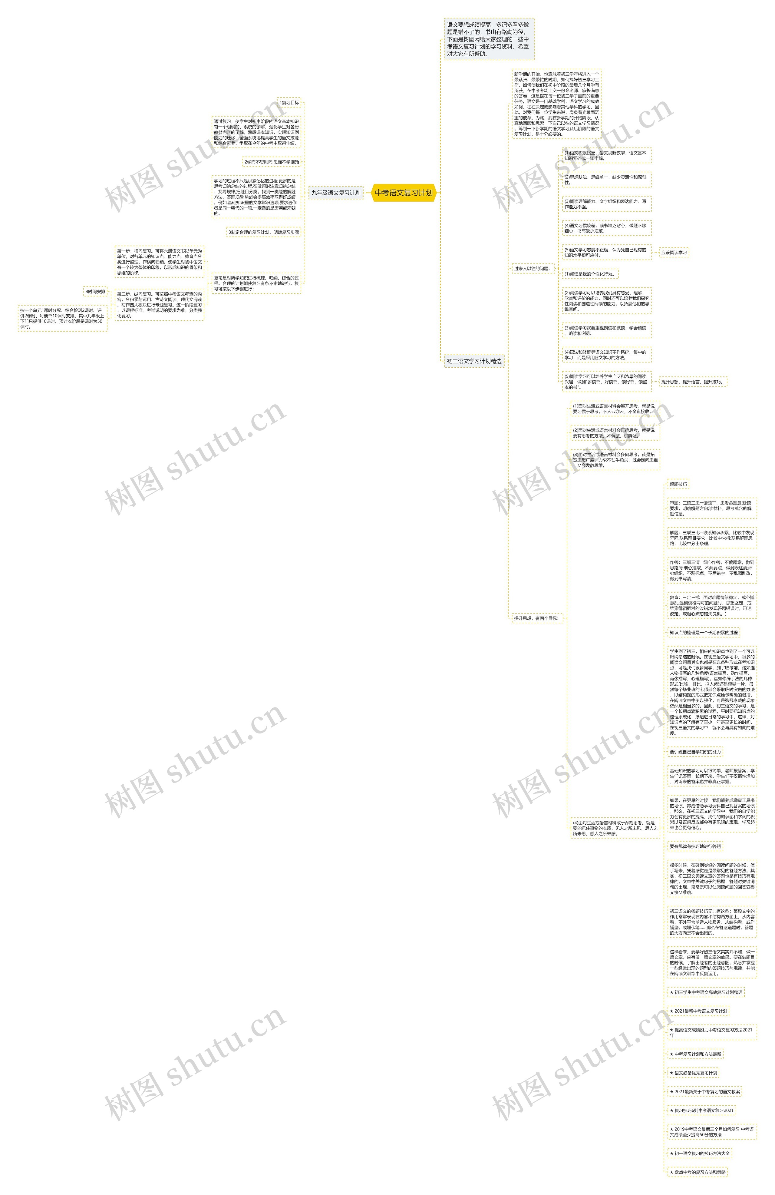 中考语文复习计划思维导图