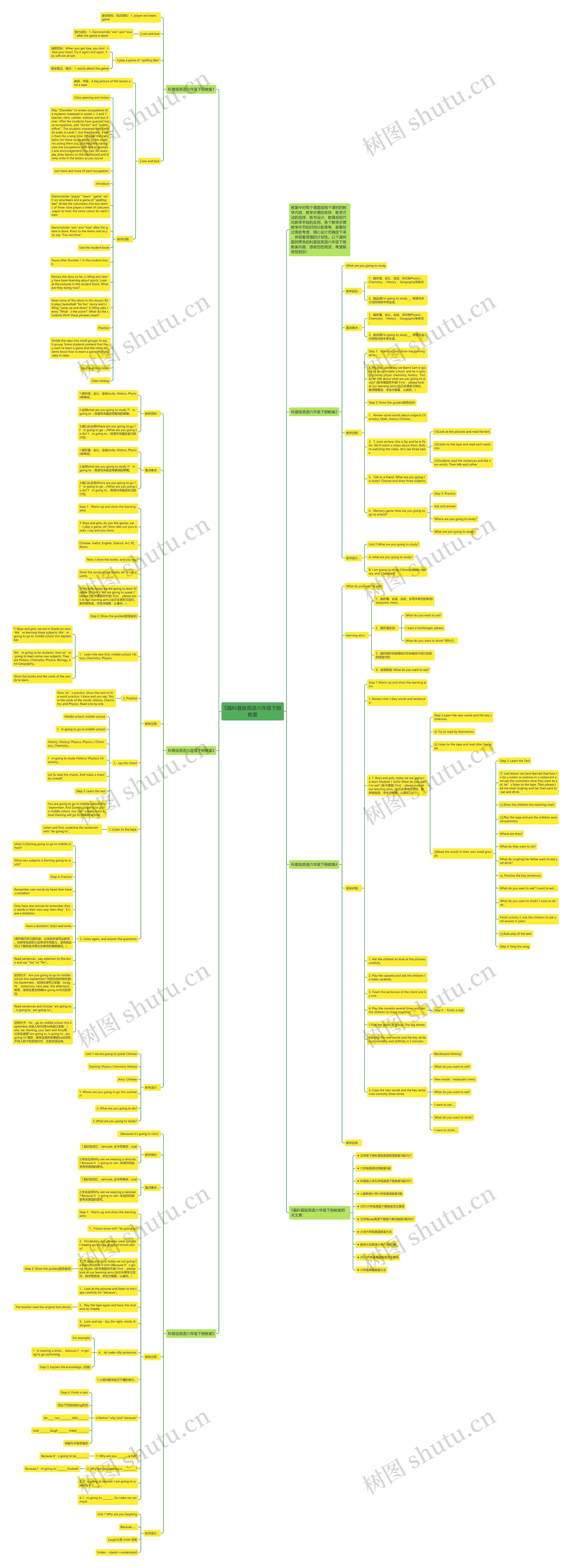 5篇科普版英语六年级下册教案思维导图