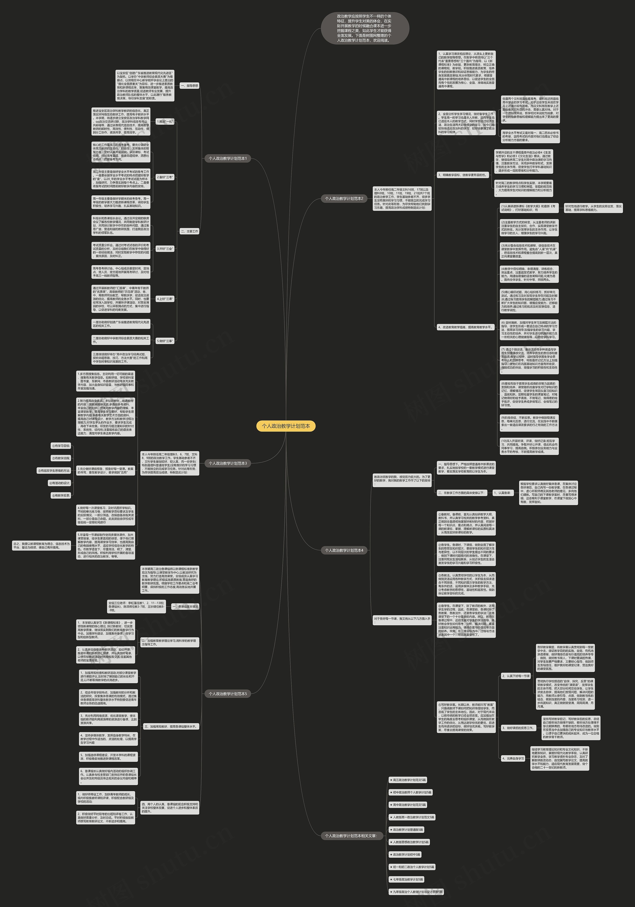 个人政治教学计划范本思维导图