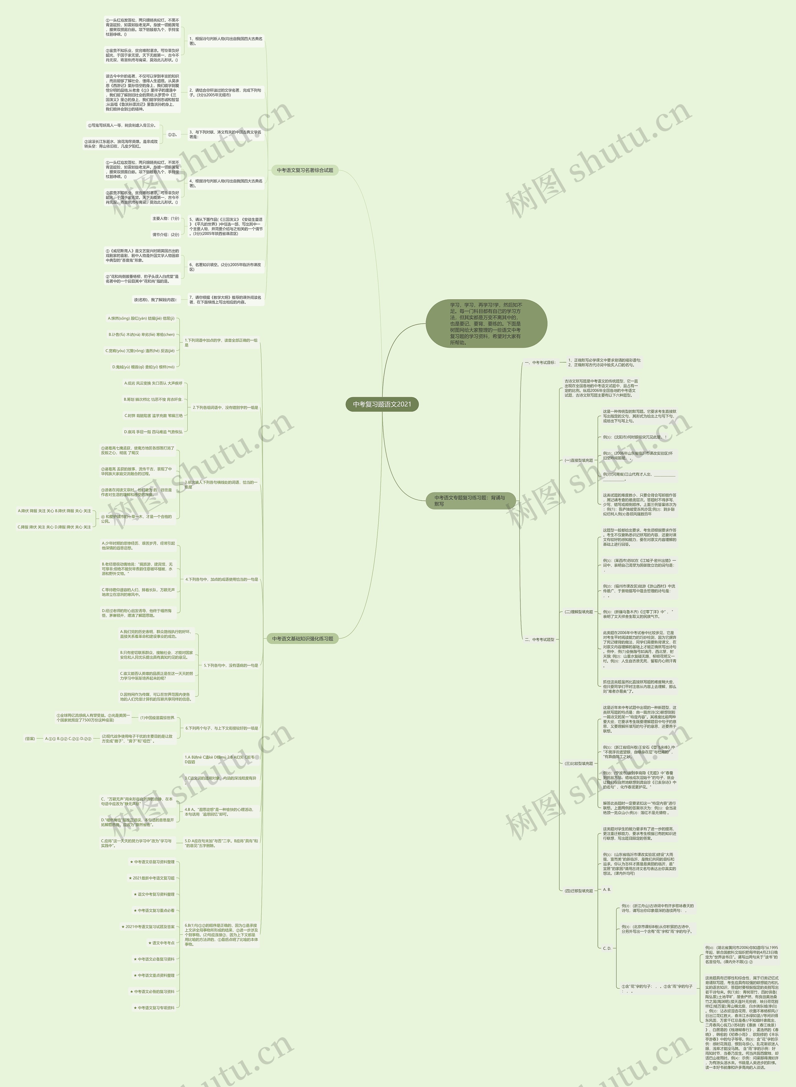 中考复习题语文2021思维导图