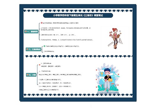 小学数学四年级下册第五单元《三角形》课堂笔记 小学数学四年级下册第五单元《三角形》课堂笔记