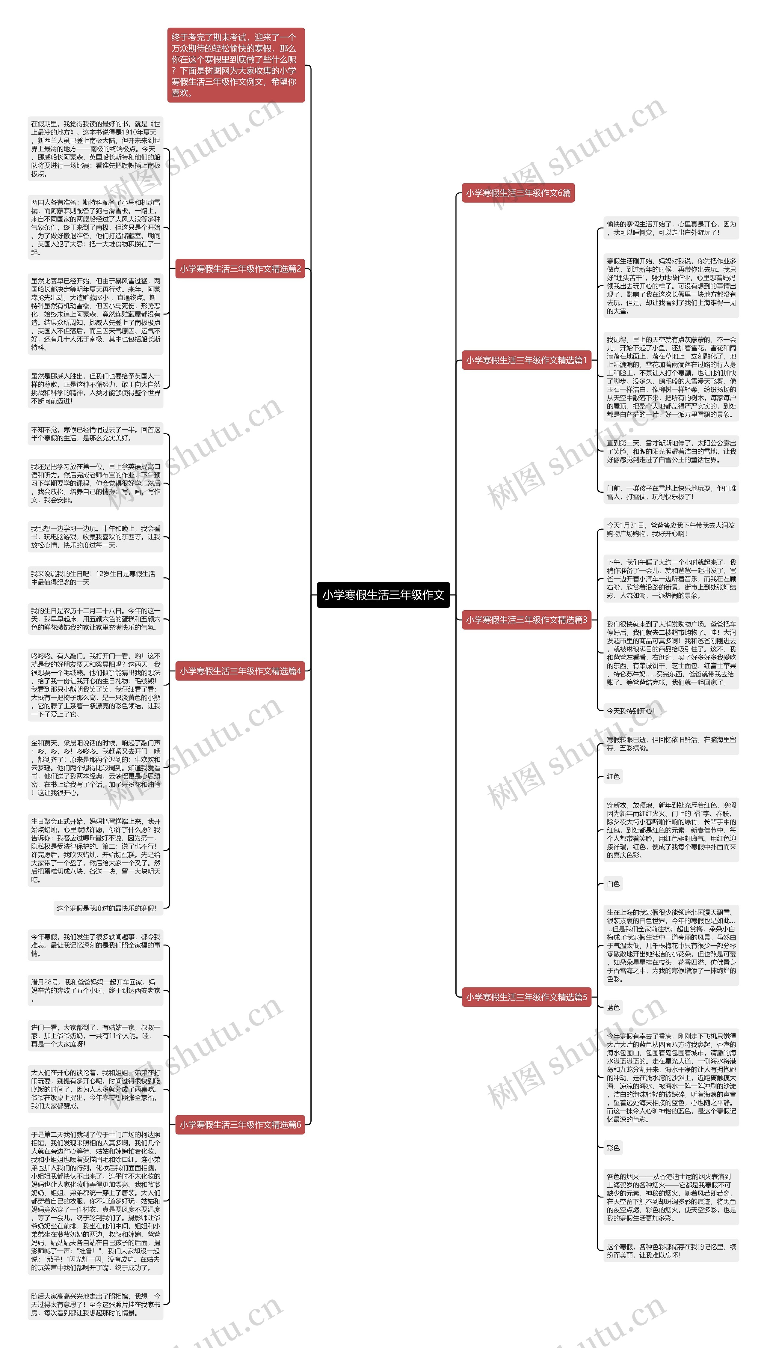 小学寒假生活三年级作文思维导图