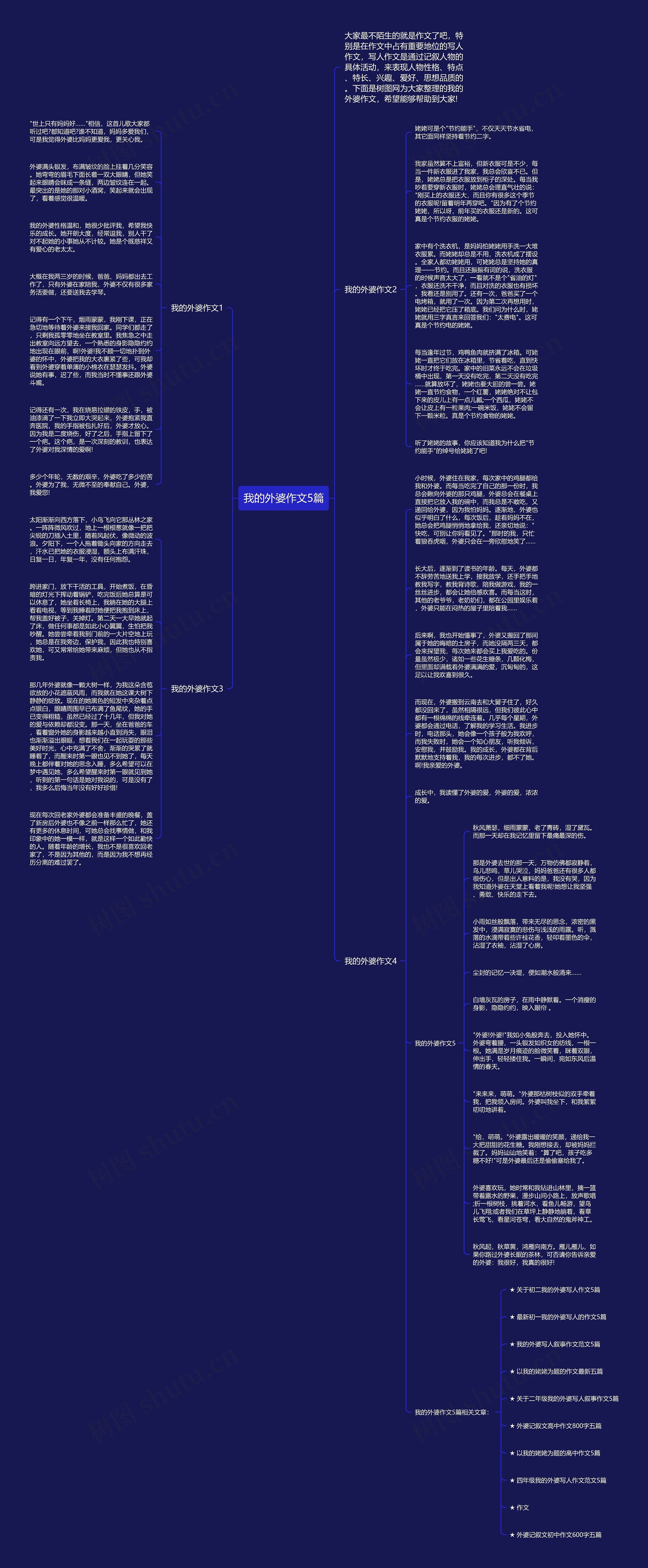 我的外婆作文5篇思维导图