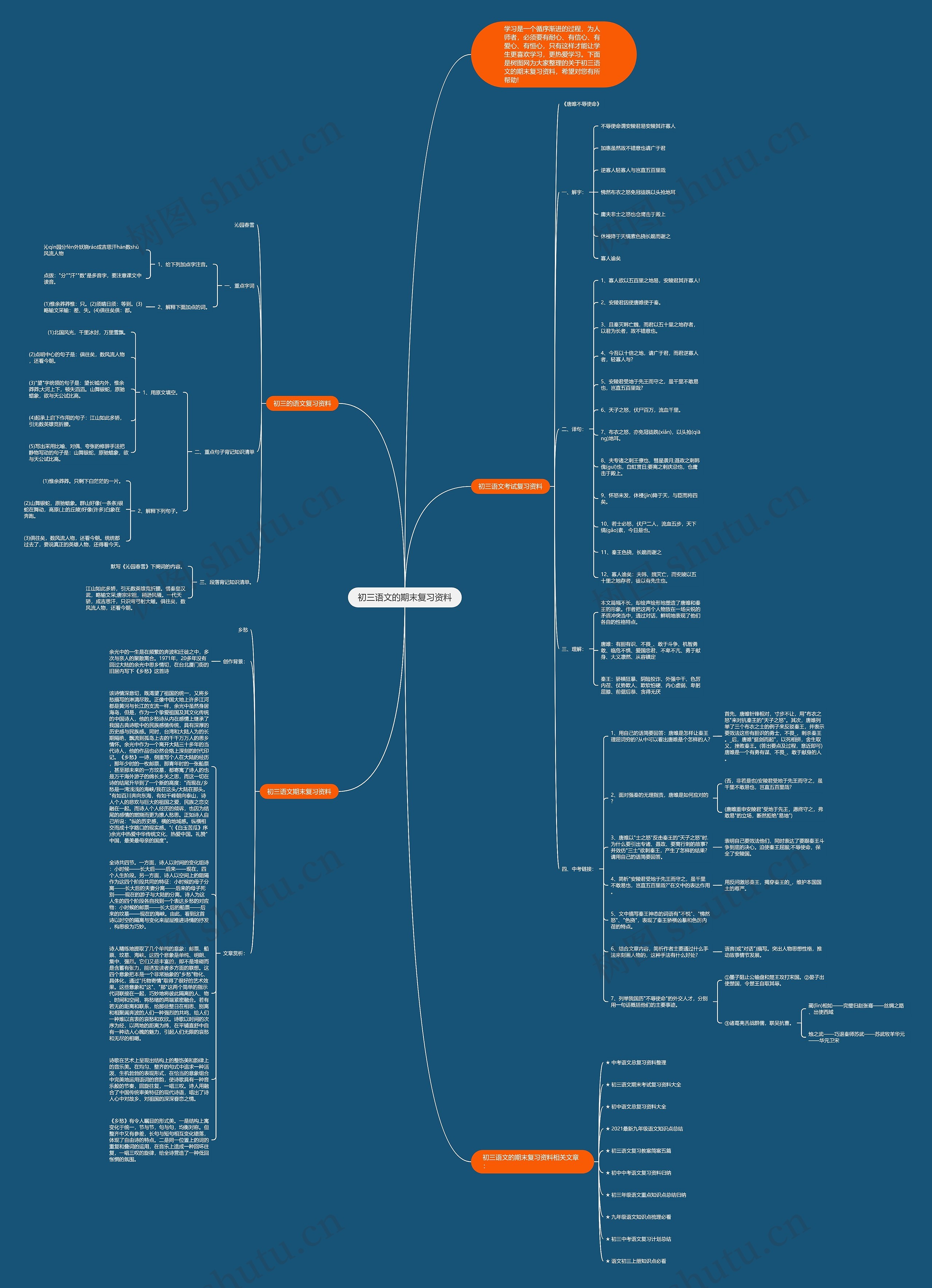 初三语文的期末复习资料思维导图