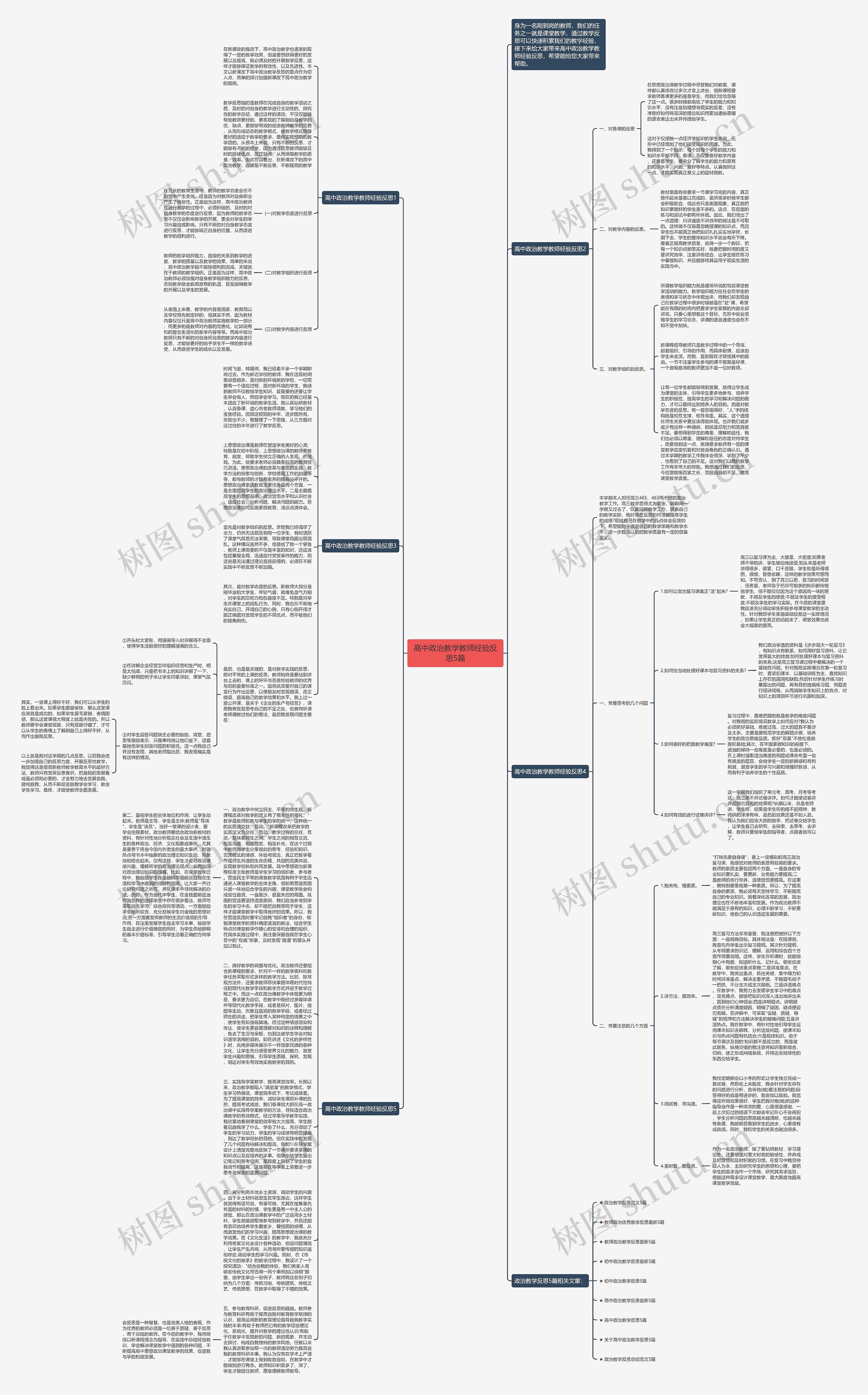 高中政治教学教师经验反思5篇思维导图