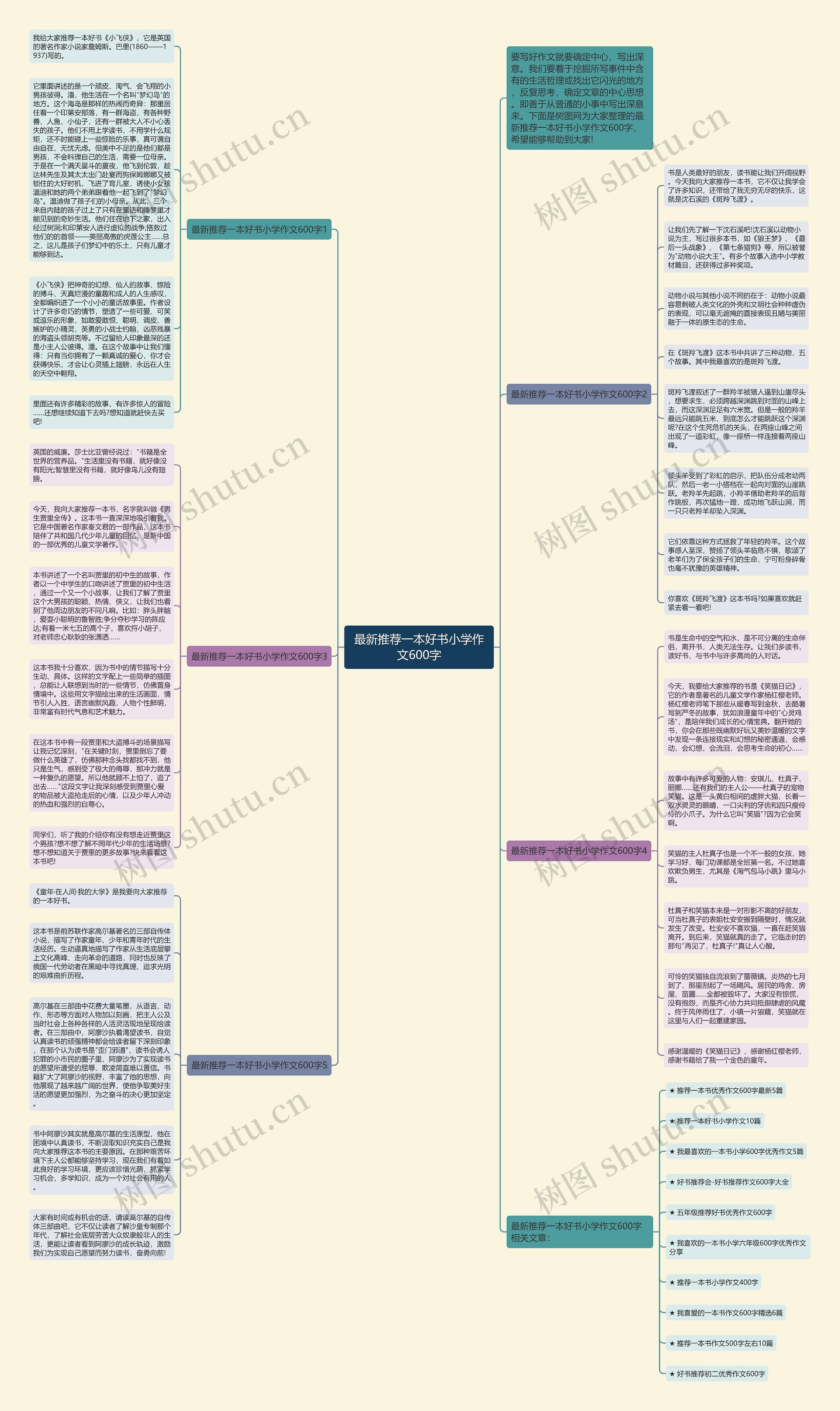 最新推荐一本好书小学作文600字思维导图
