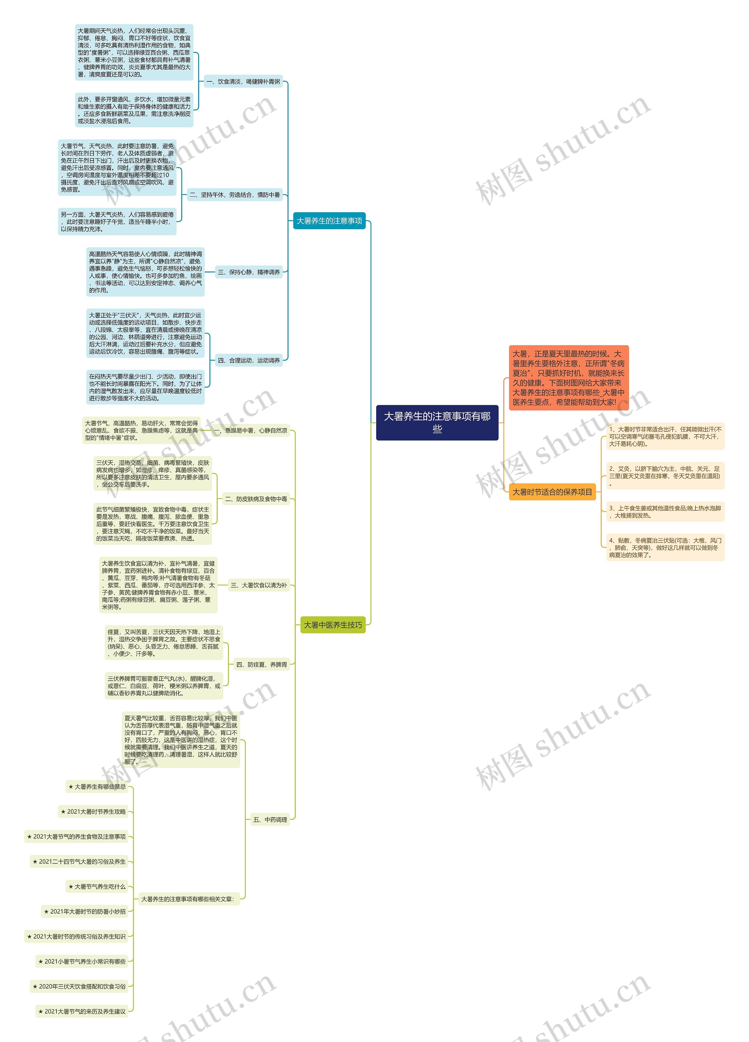 大暑养生的注意事项有哪些思维导图