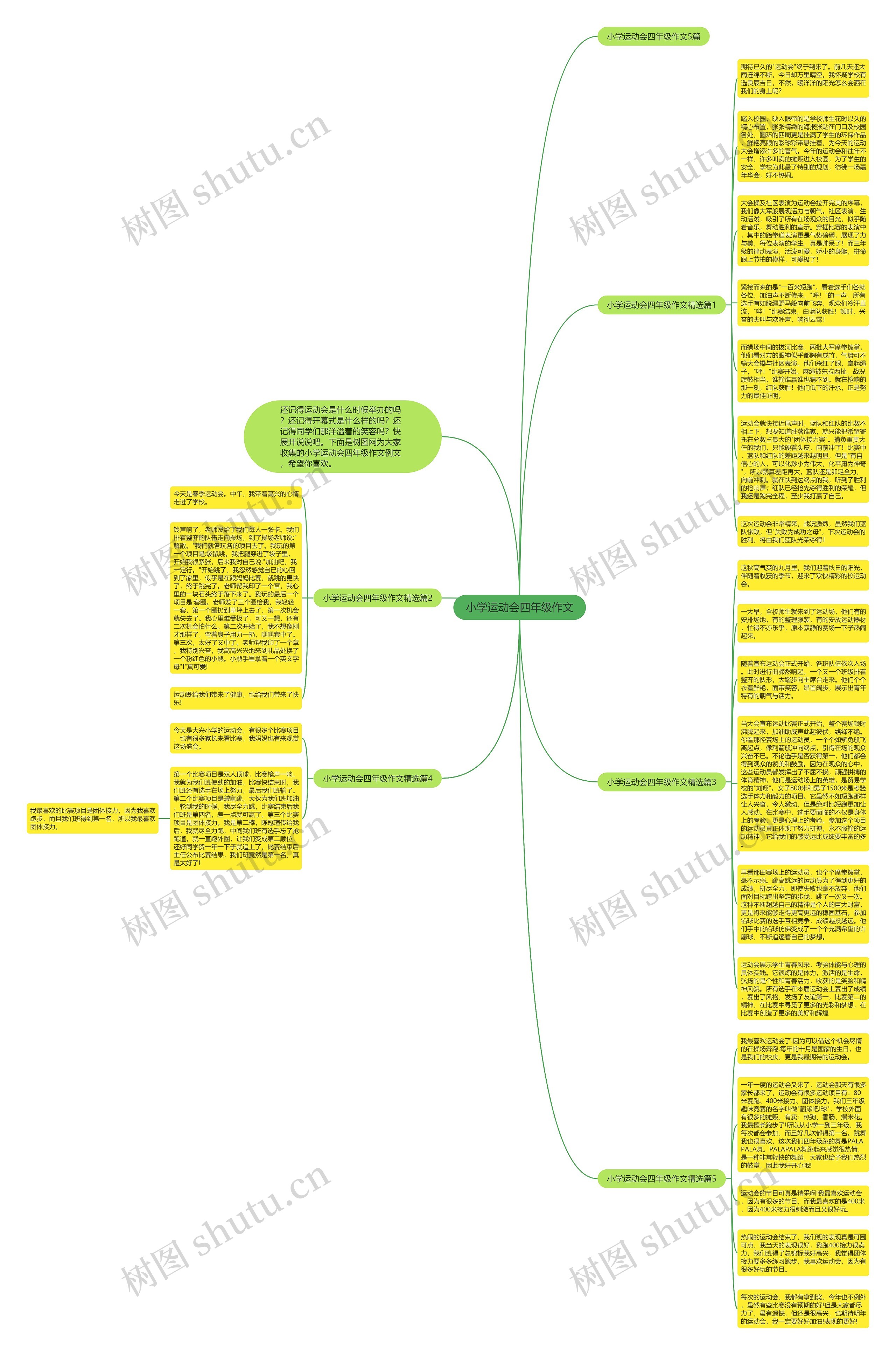 小学运动会四年级作文思维导图