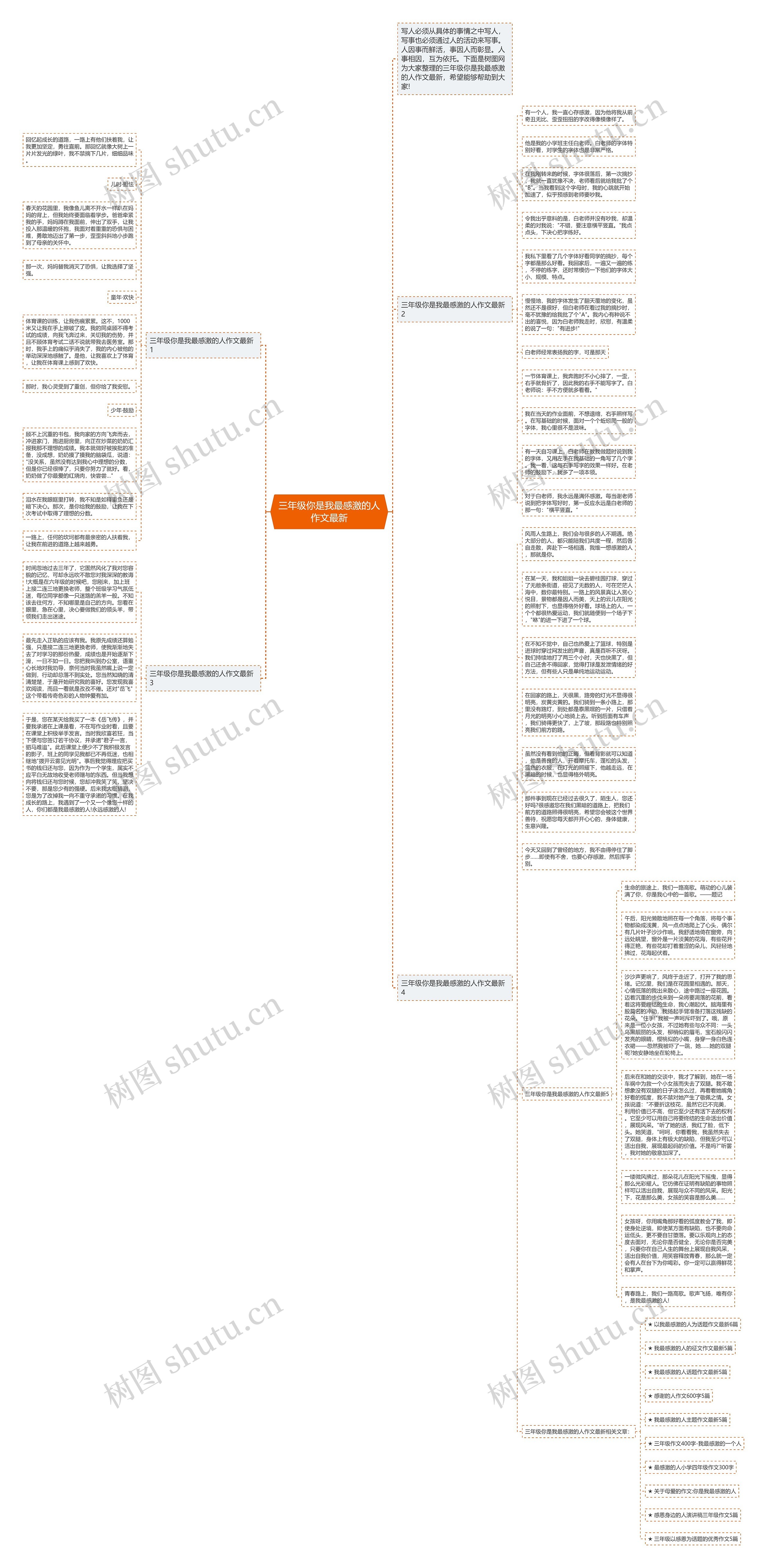 三年级你是我最感激的人作文最新思维导图