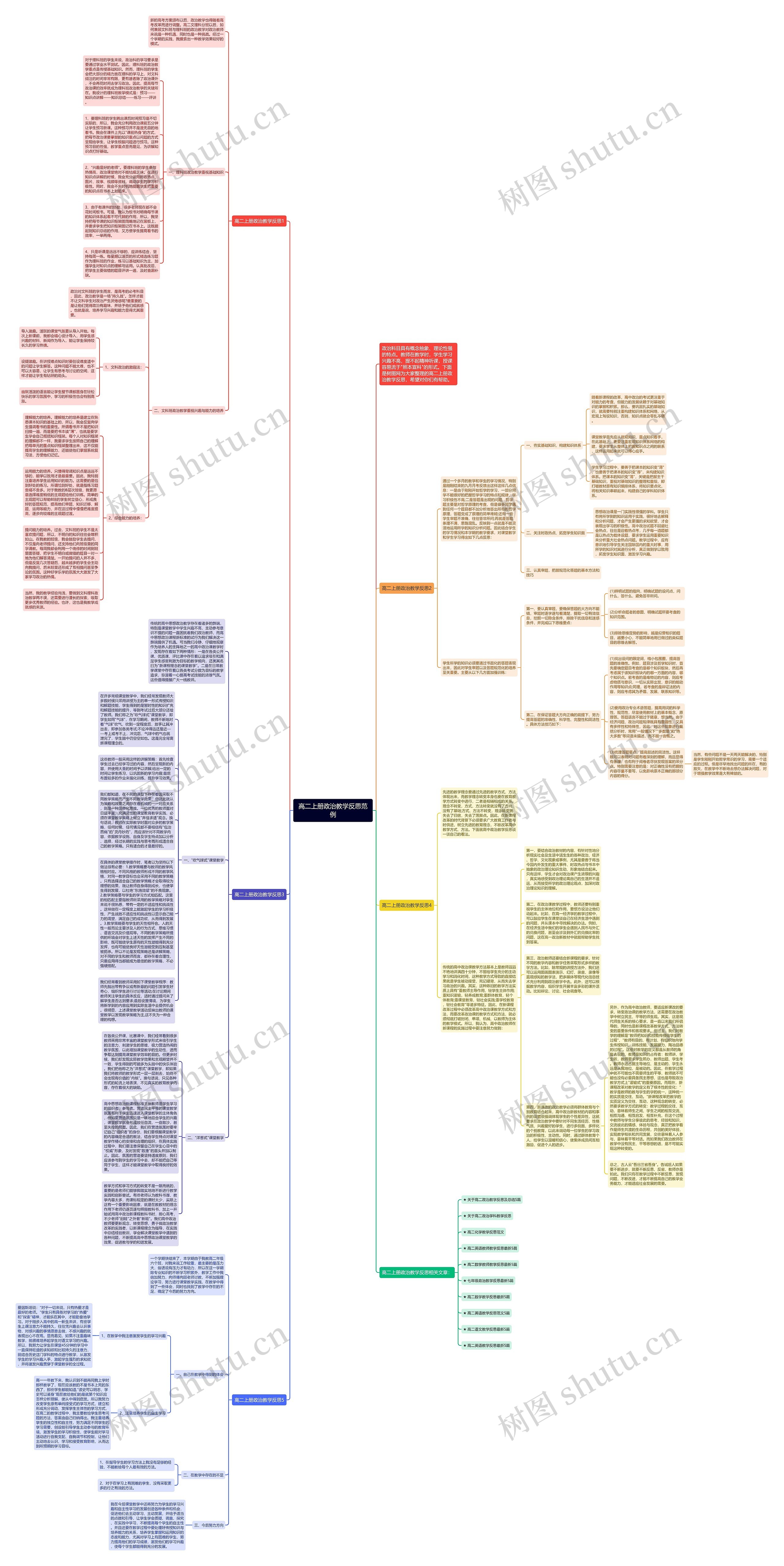 高二上册政治教学反思范例思维导图