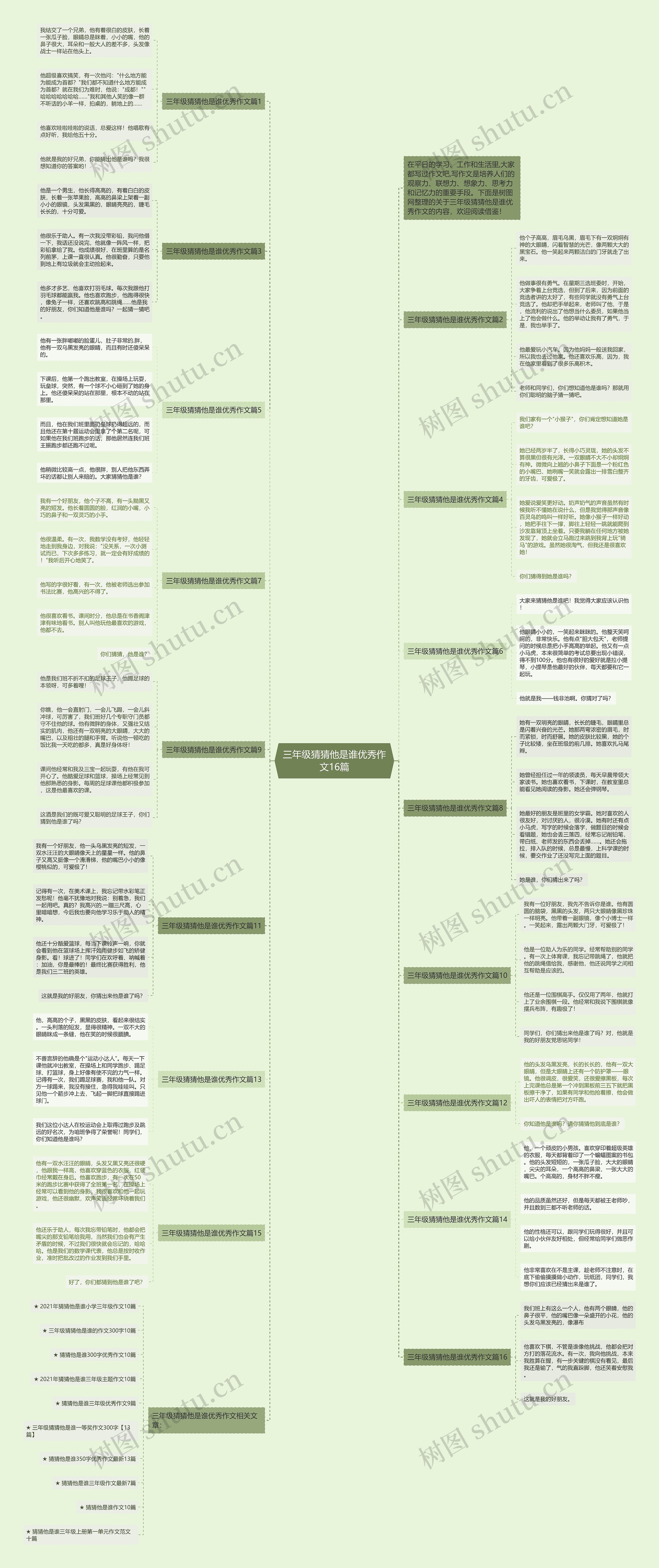 三年级猜猜他是谁优秀作文16篇思维导图