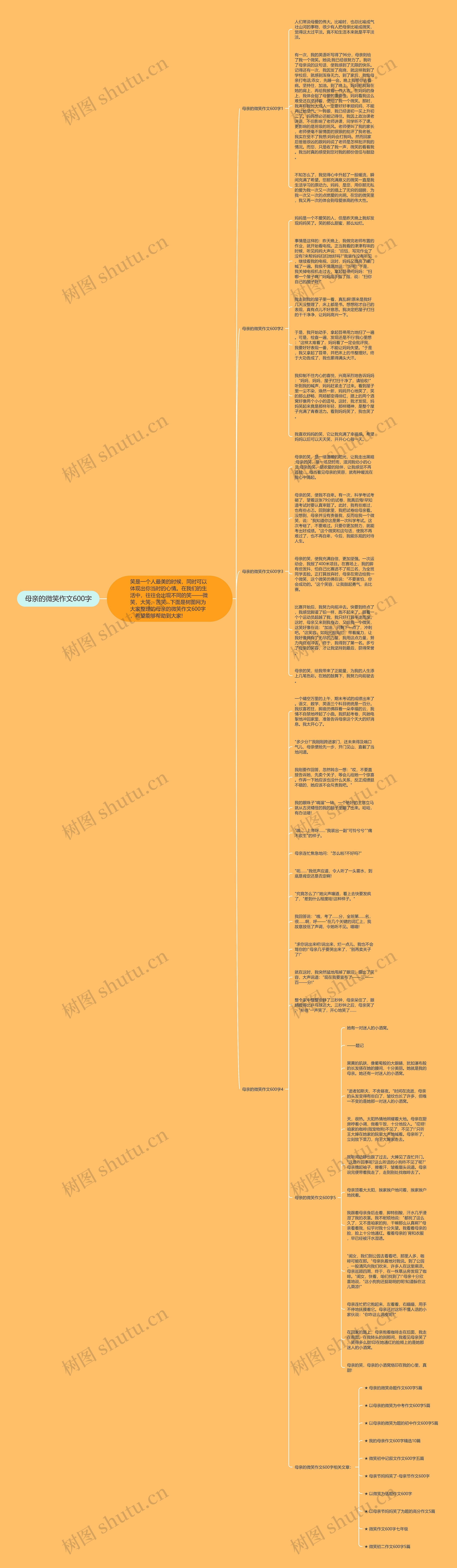 母亲的微笑作文600字思维导图