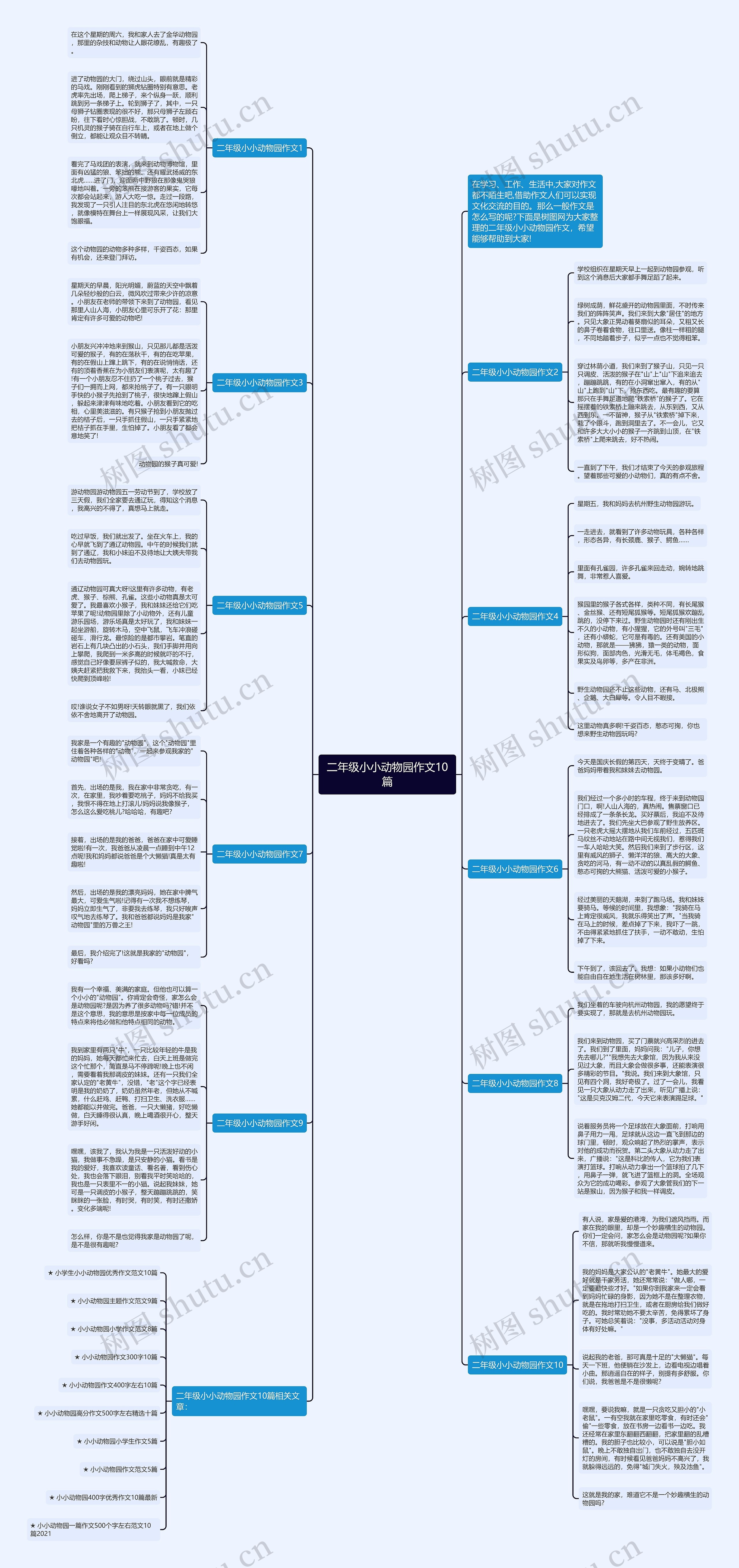 二年级小小动物园作文10篇思维导图