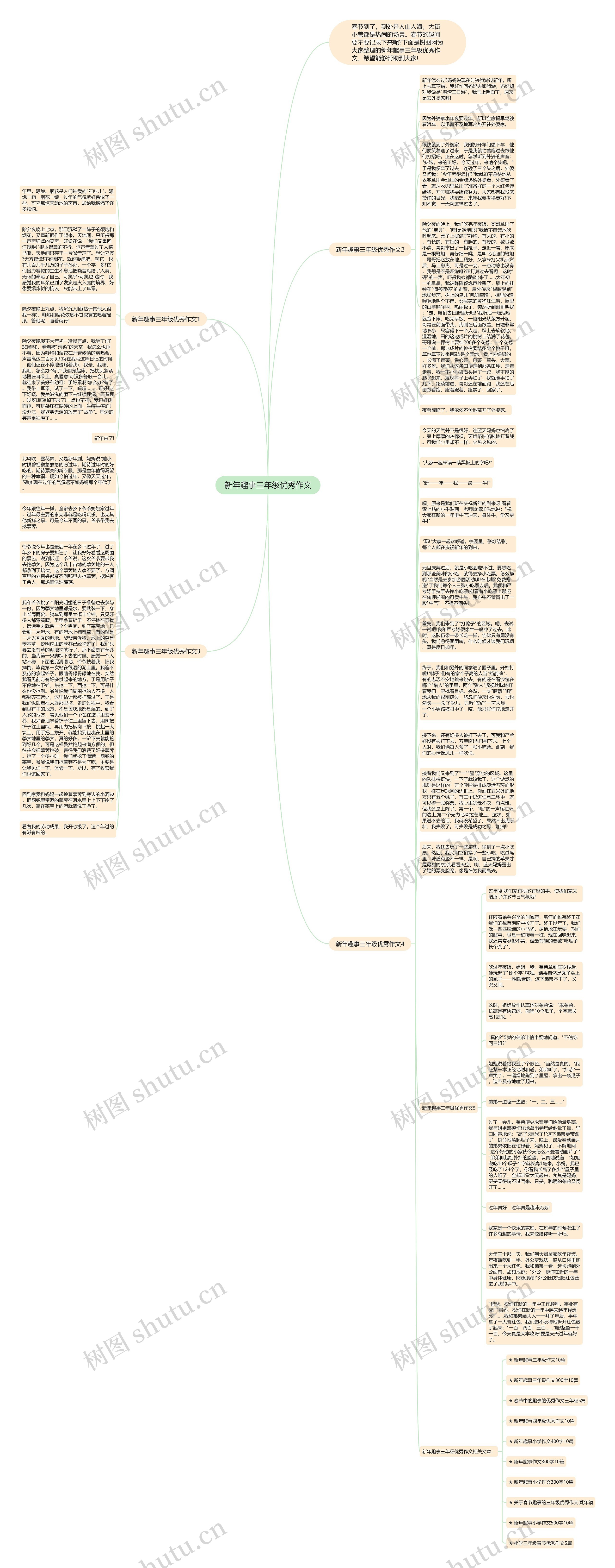 新年趣事三年级优秀作文思维导图