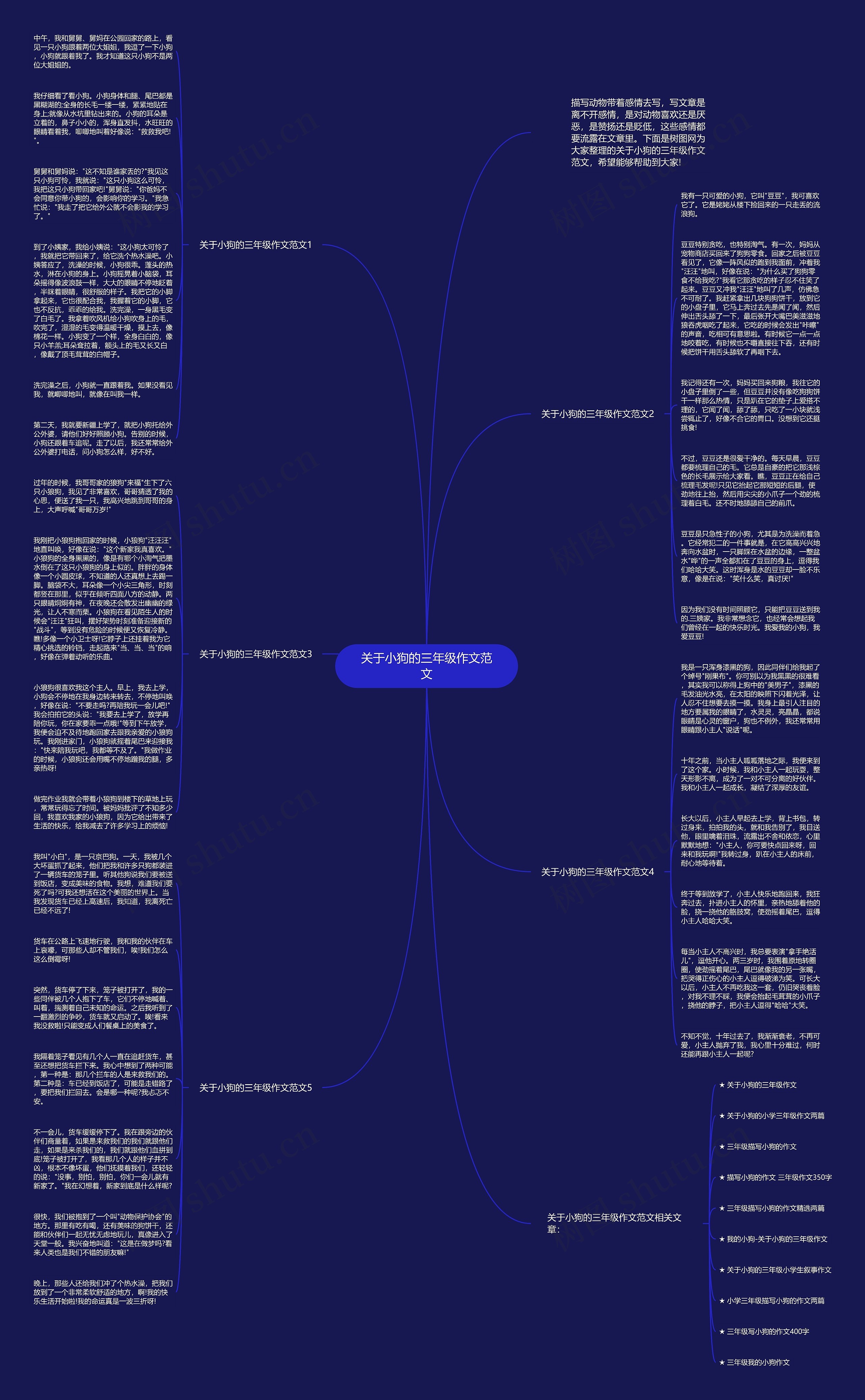 关于小狗的三年级作文范文思维导图