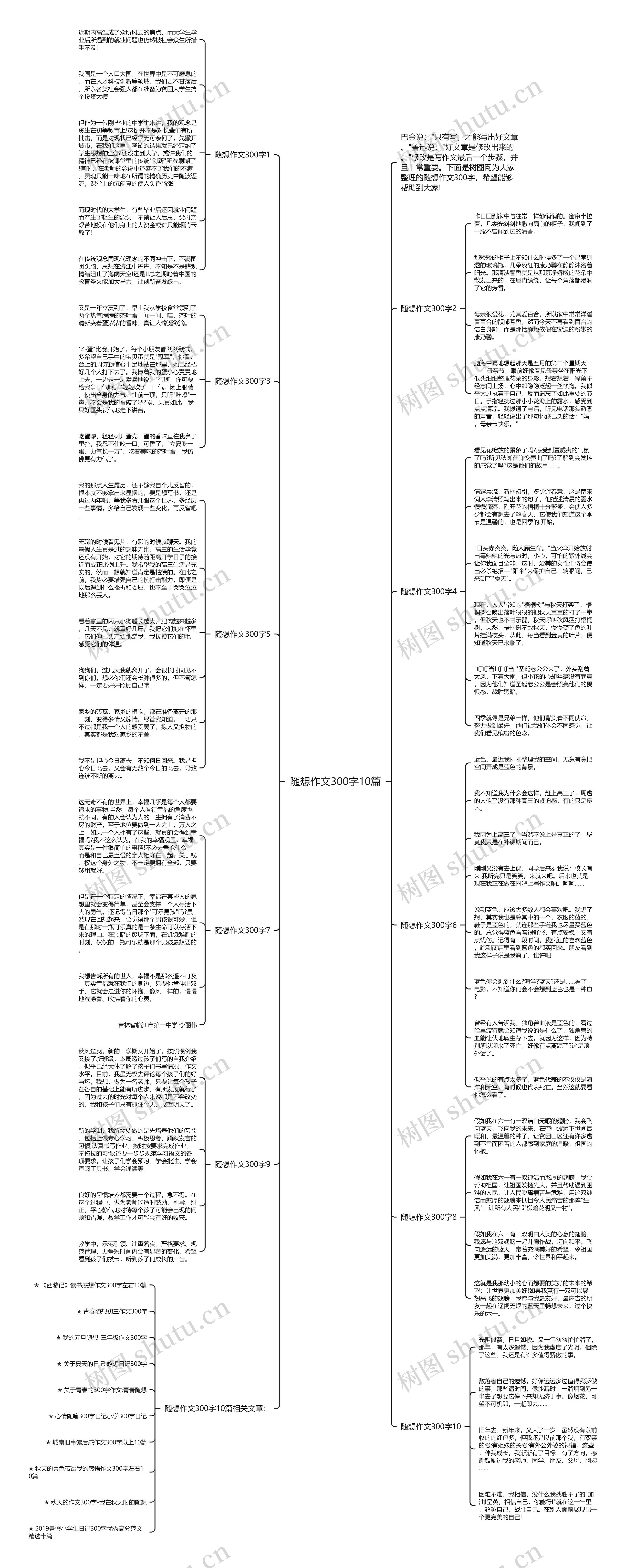 随想作文300字10篇思维导图