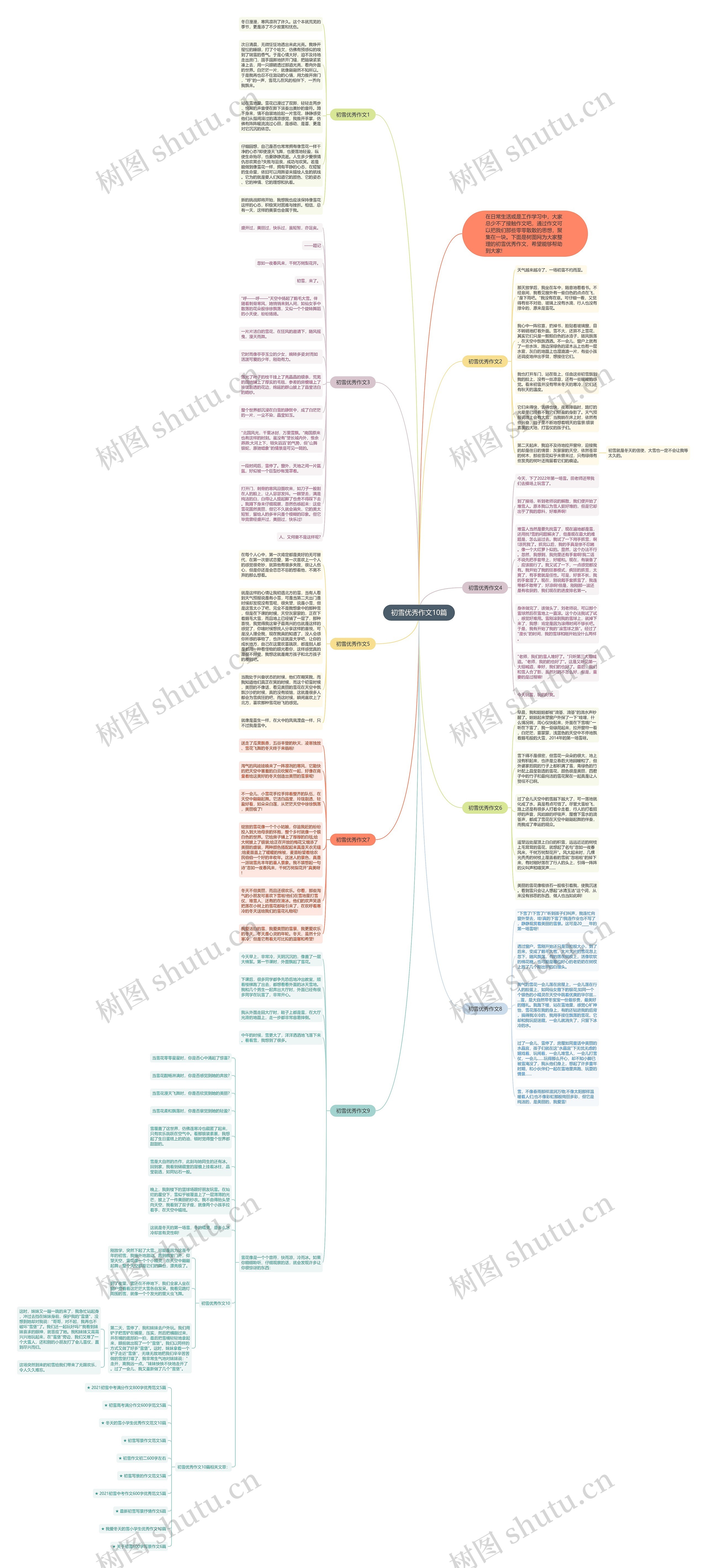 初雪优秀作文10篇思维导图
