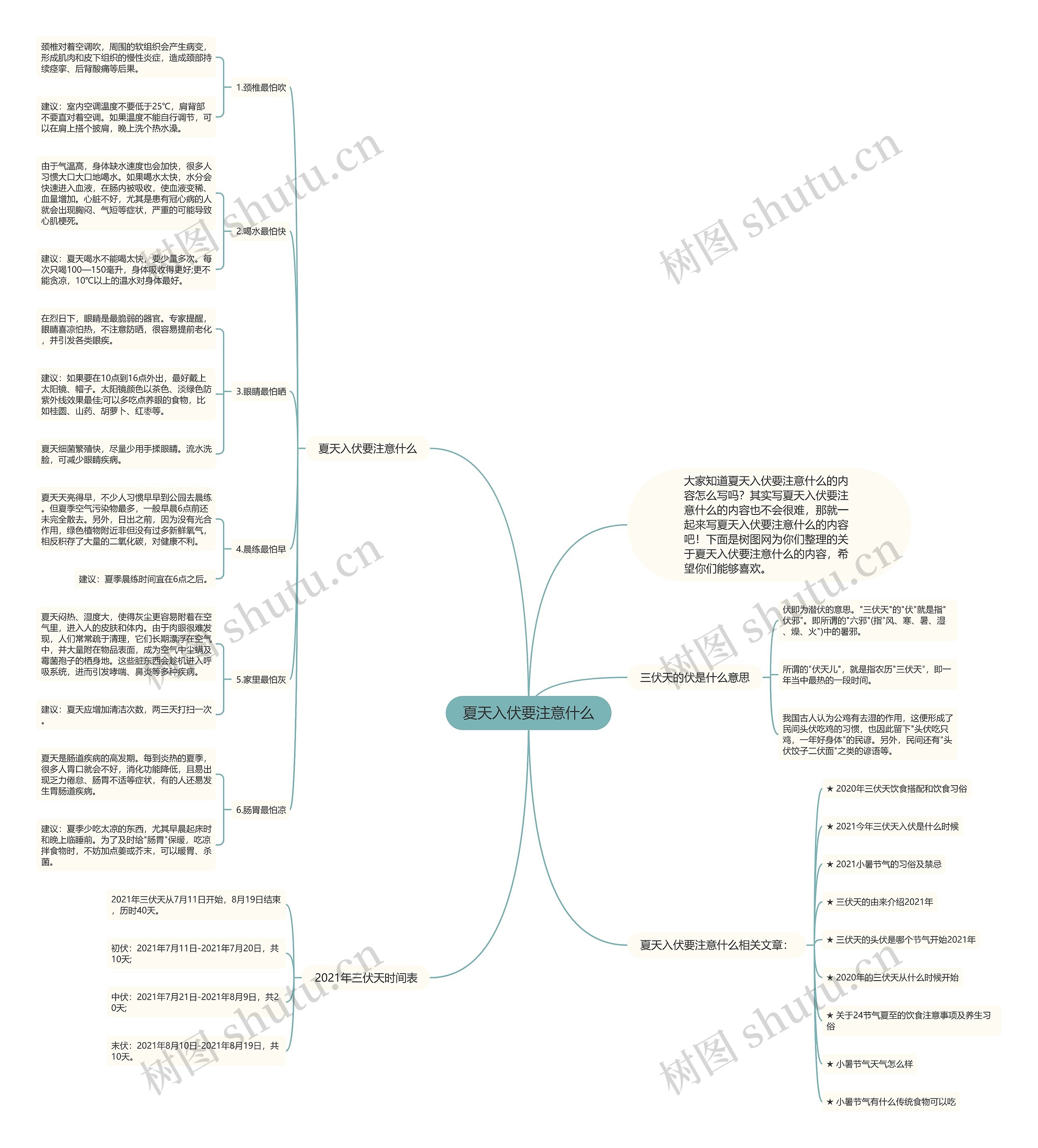 夏天入伏要注意什么思维导图