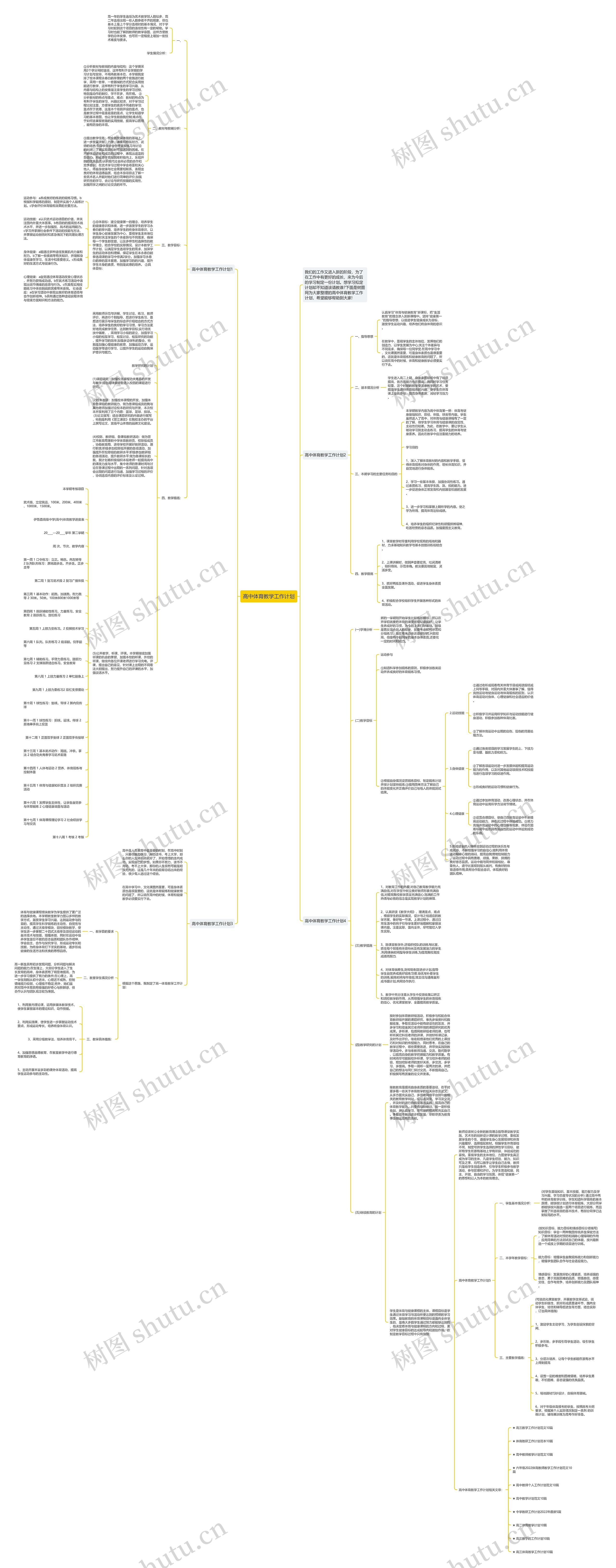 高中体育教学工作计划思维导图