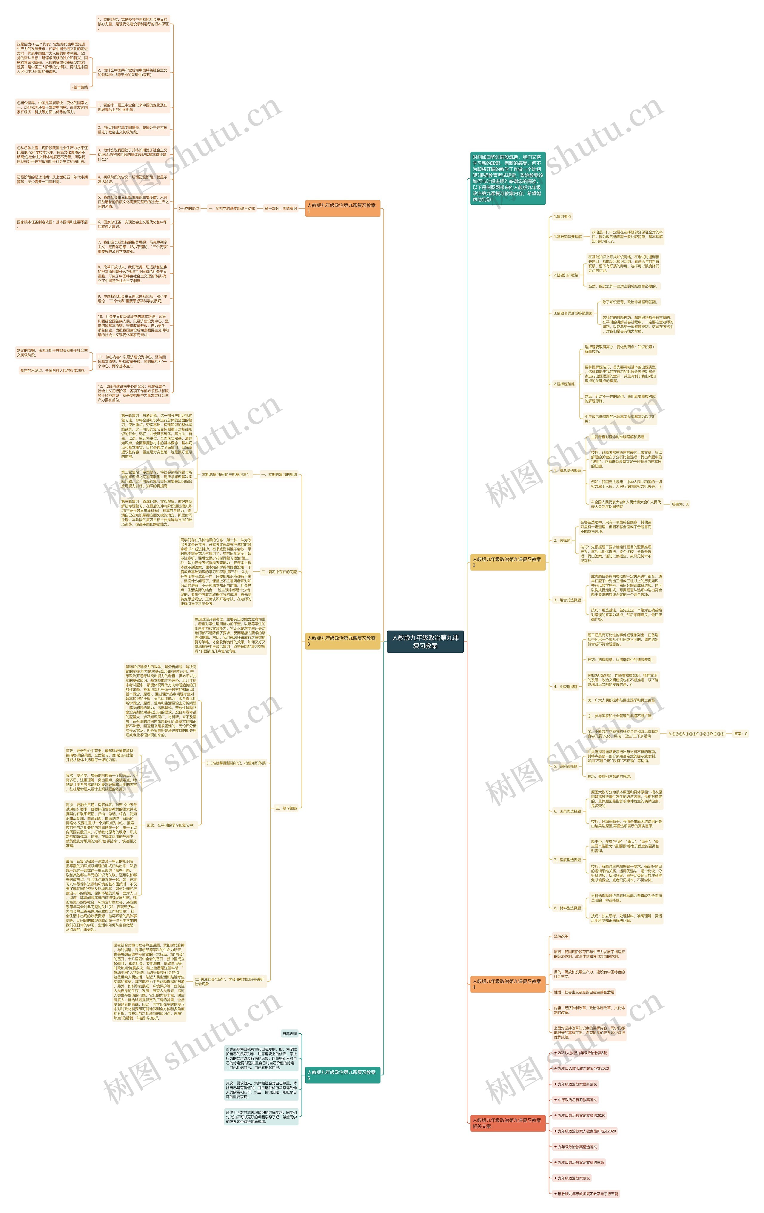 人教版九年级政治第九课复习教案思维导图