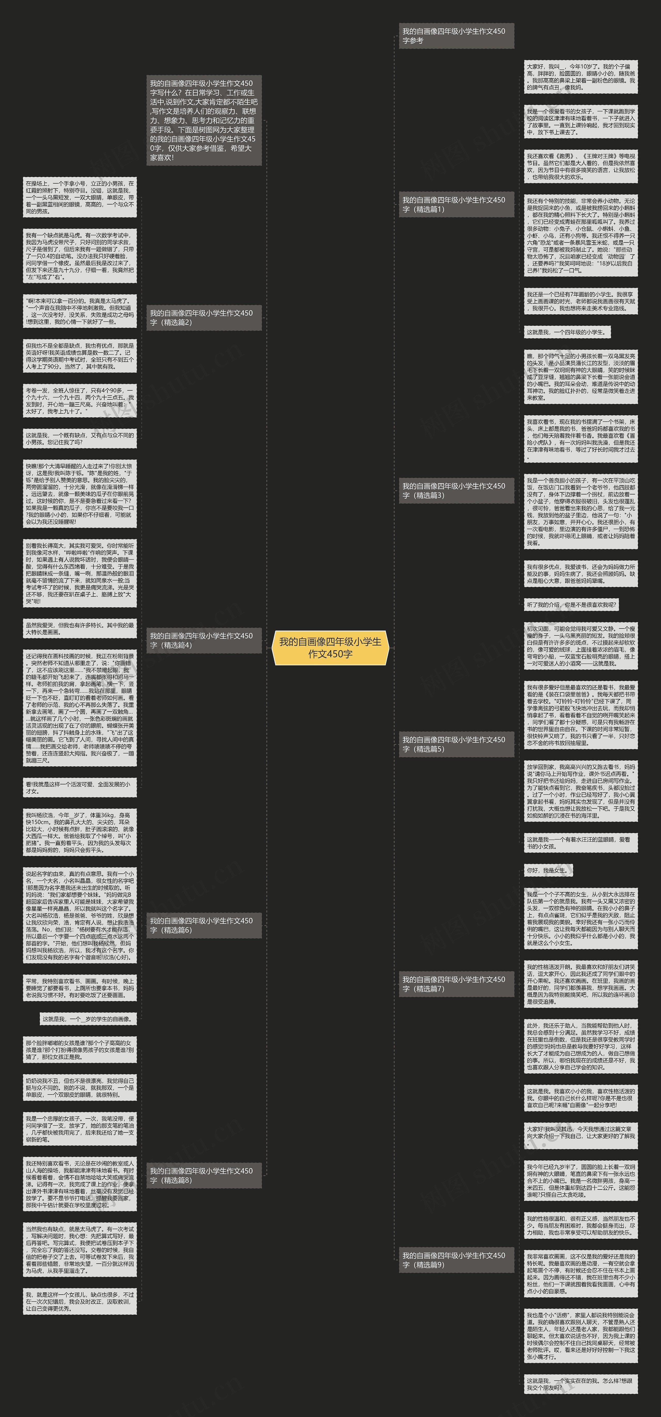 我的自画像四年级小学生作文450字思维导图