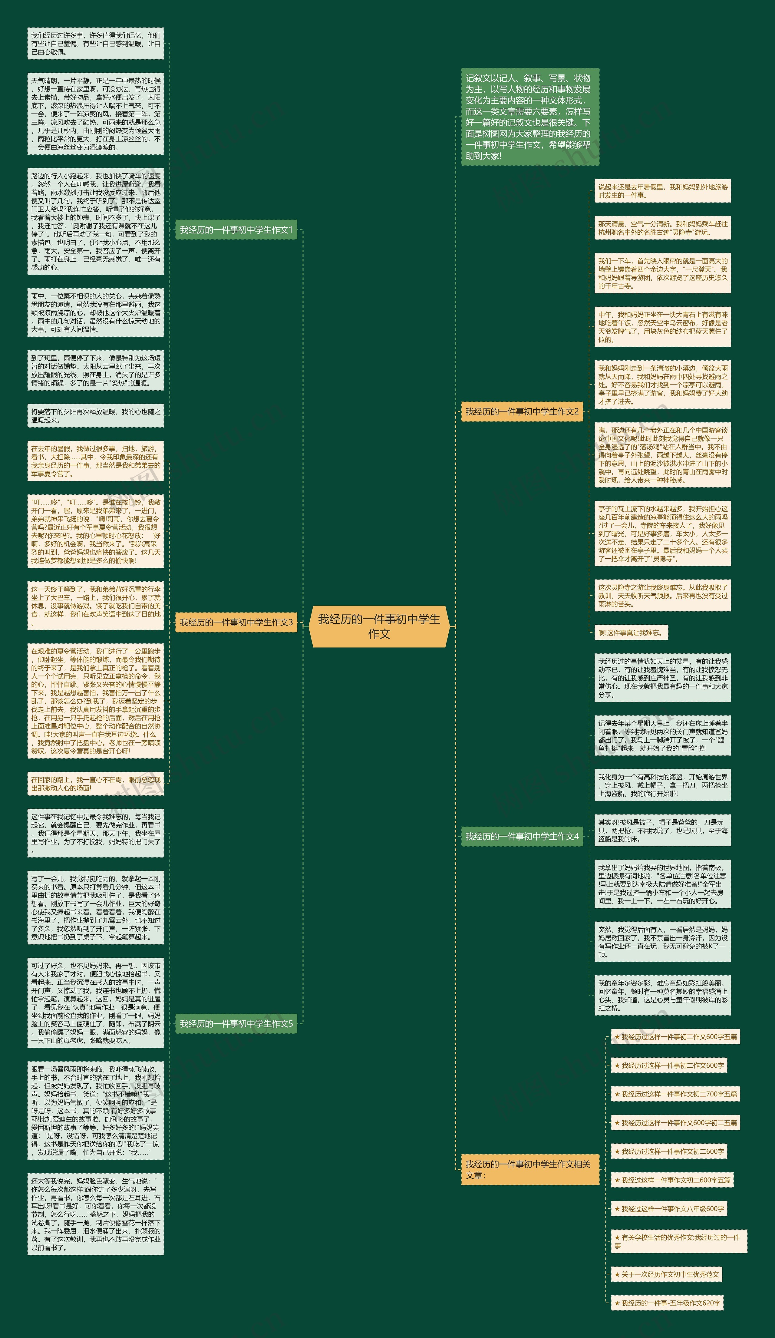 我经历的一件事初中学生作文思维导图