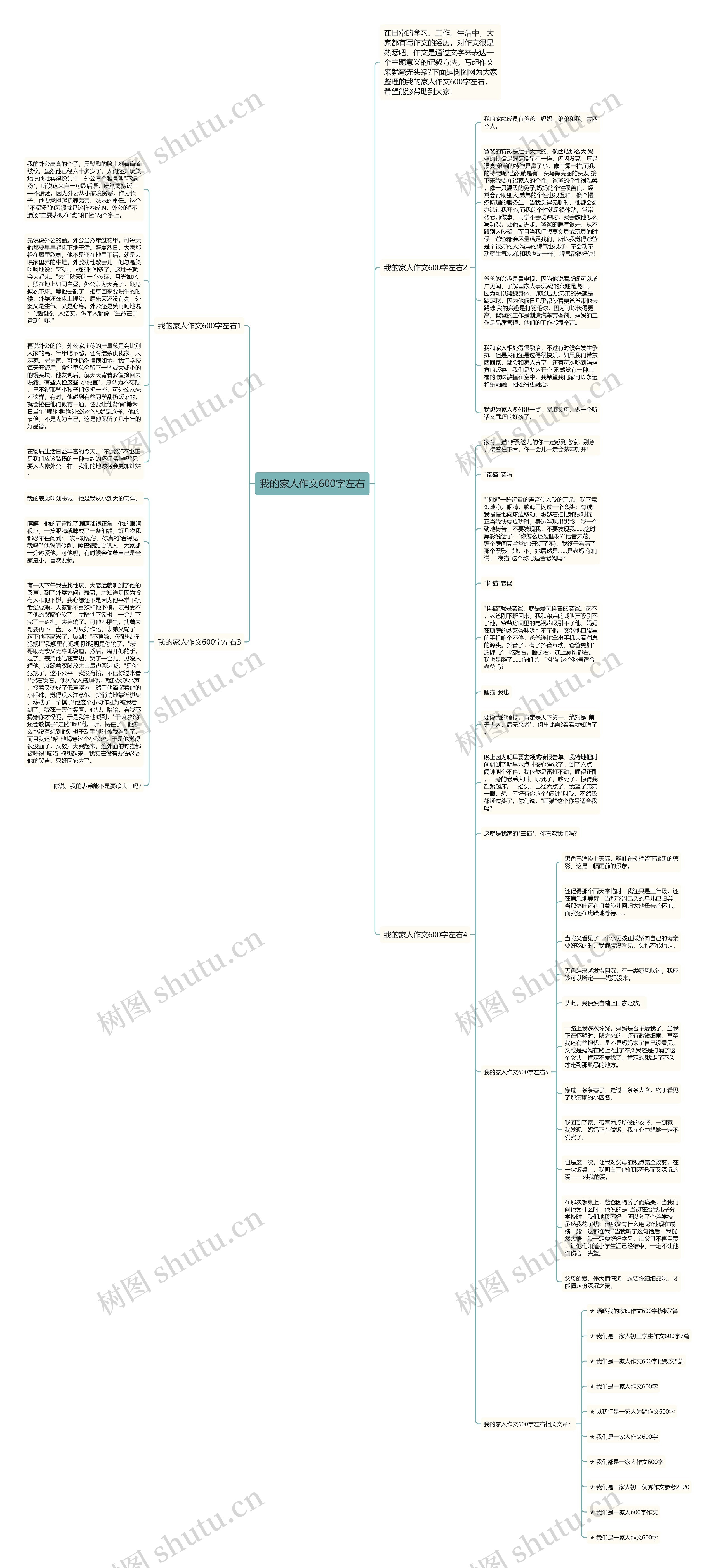 我的家人作文600字左右思维导图