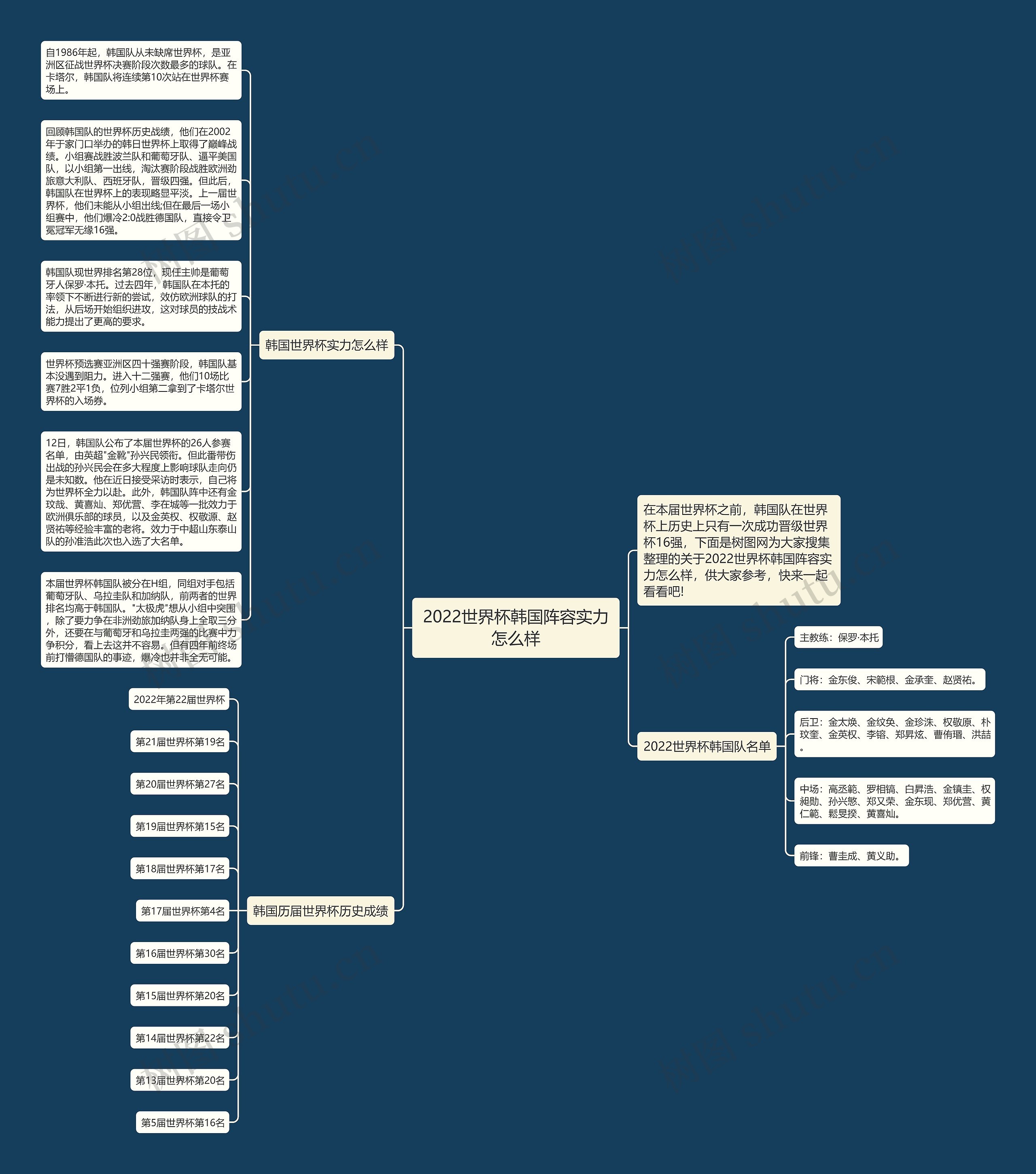 2022世界杯韩国阵容实力怎么样思维导图高清图 2022世界杯韩国阵容实力怎么样思维导图