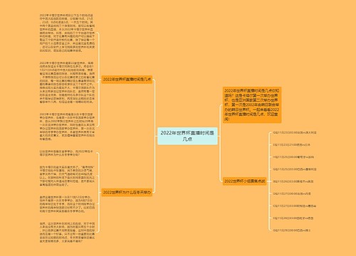 2022年世界杯直播时间是几点