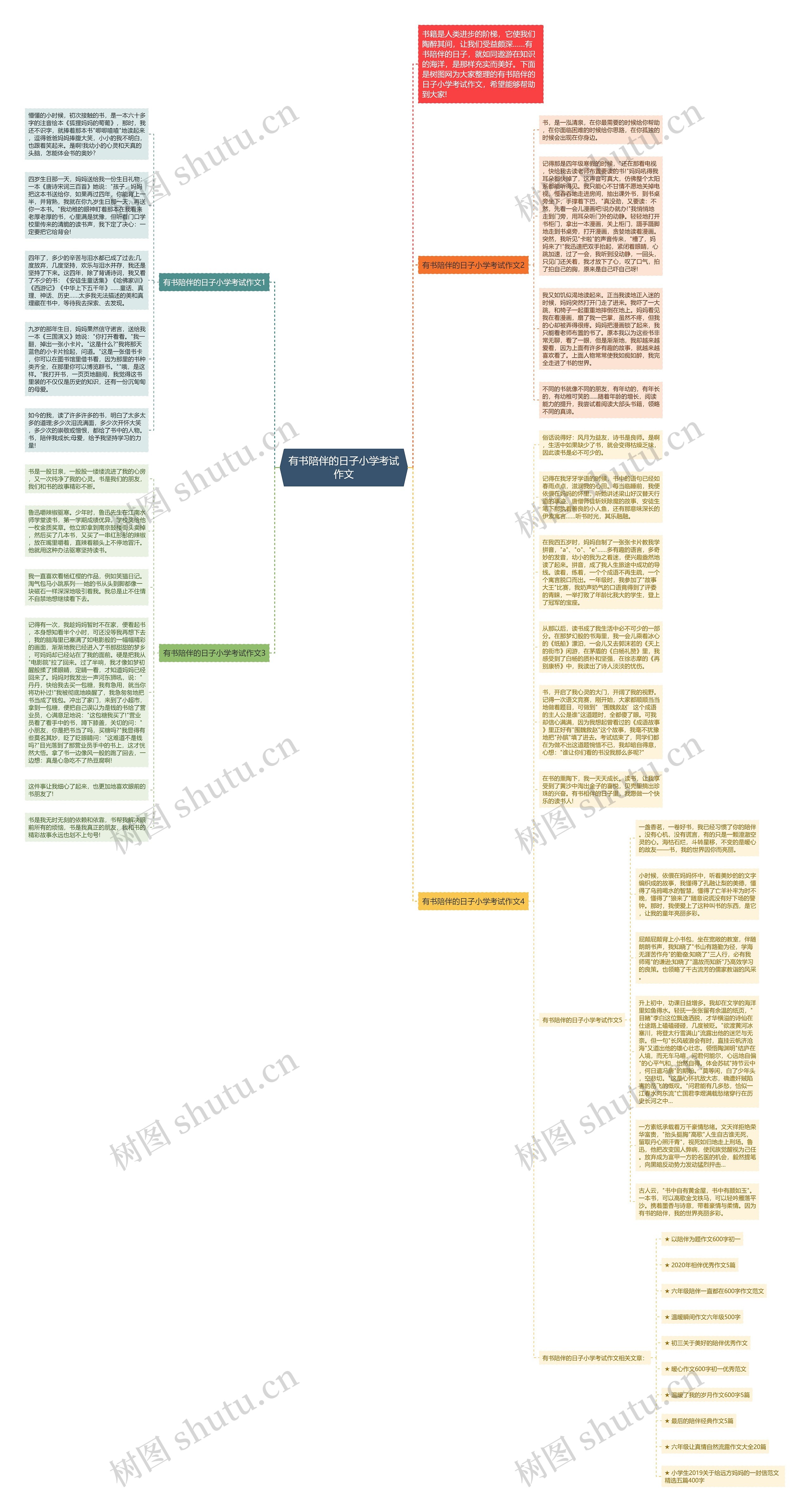 有书陪伴的日子小学考试作文思维导图