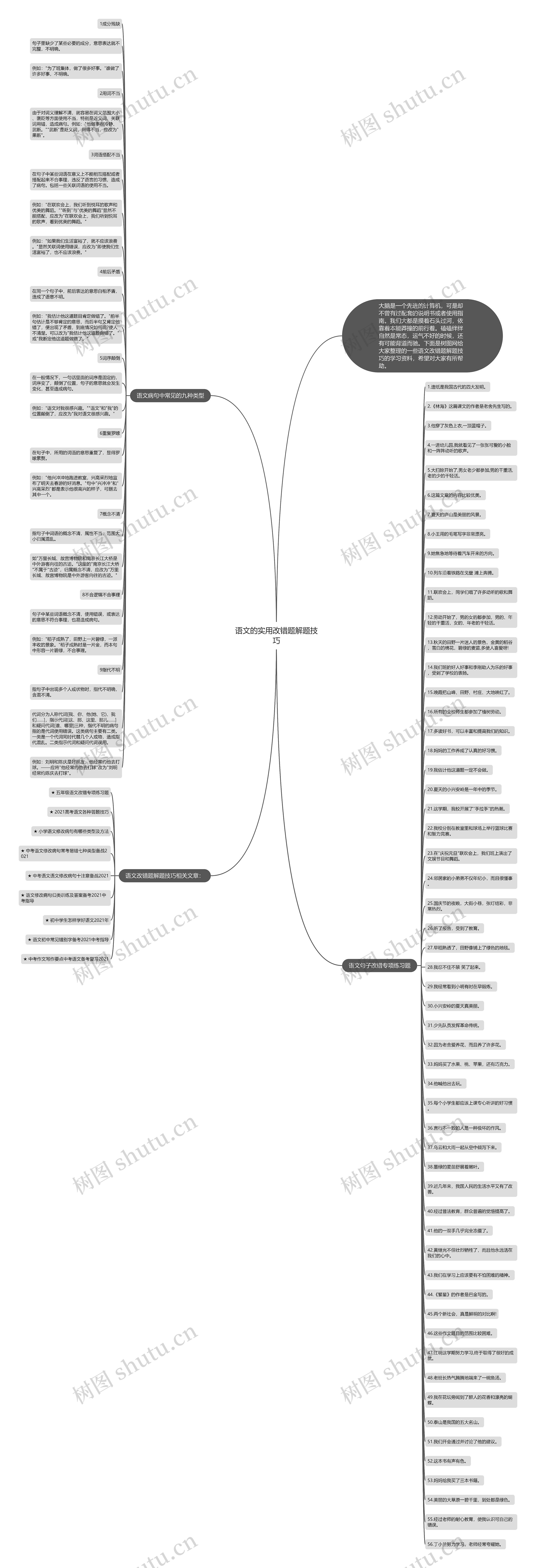 语文的实用改错题解题技巧思维导图