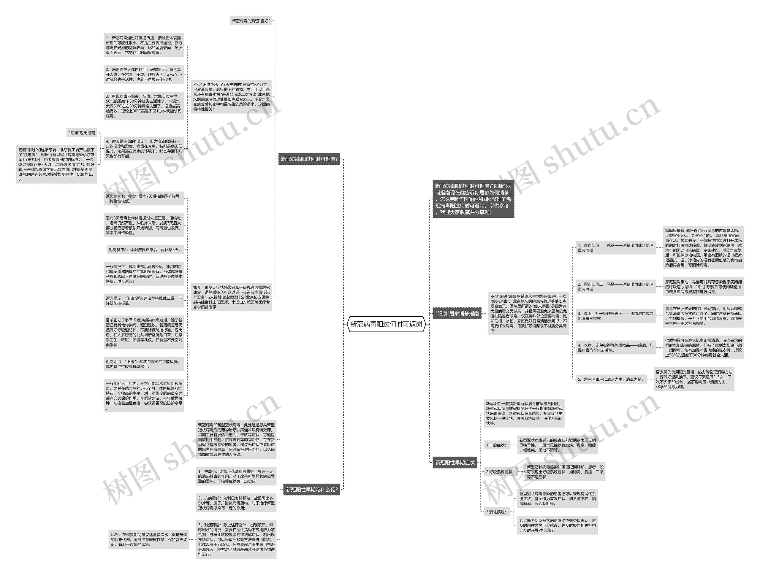新冠病毒阳过何时可返岗思维导图