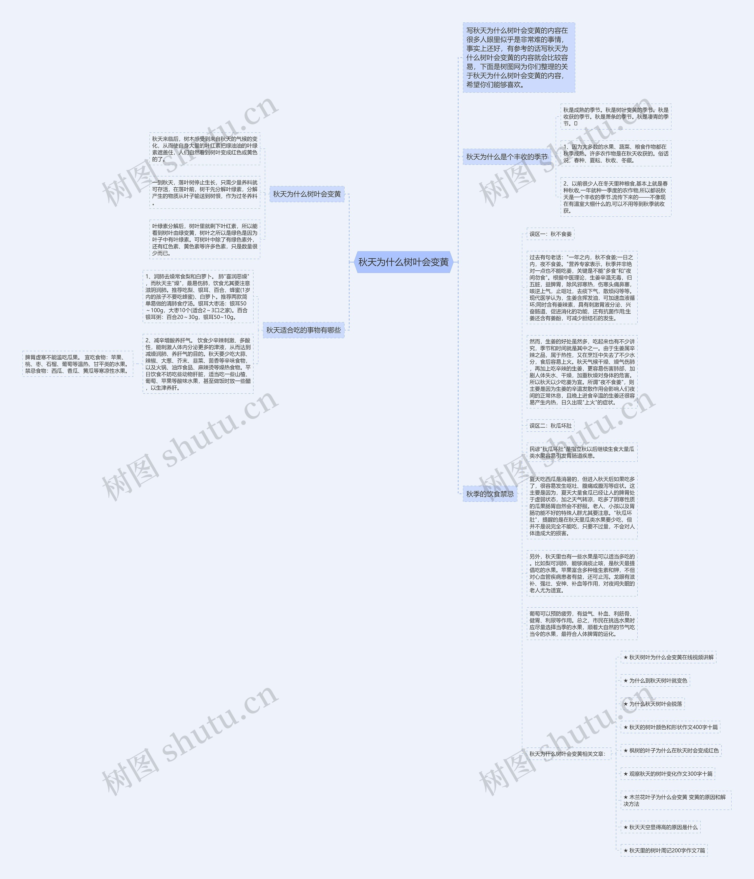 秋天为什么树叶会变黄思维导图