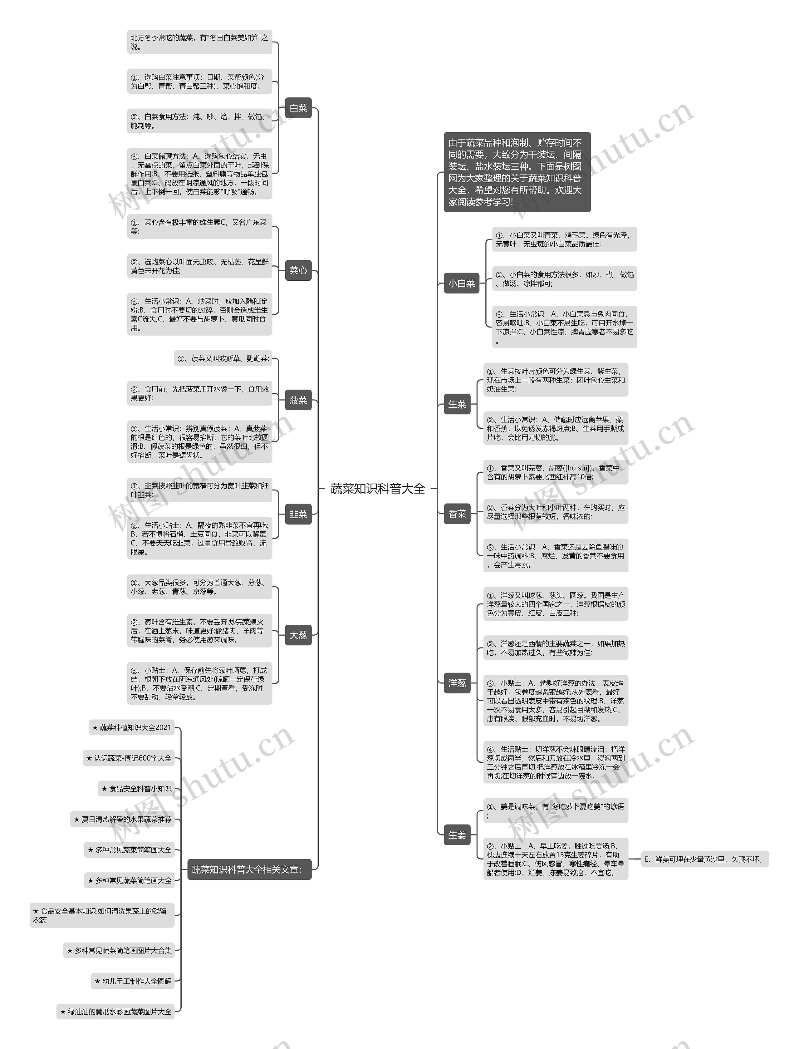 蔬菜知识科普大全思维导图