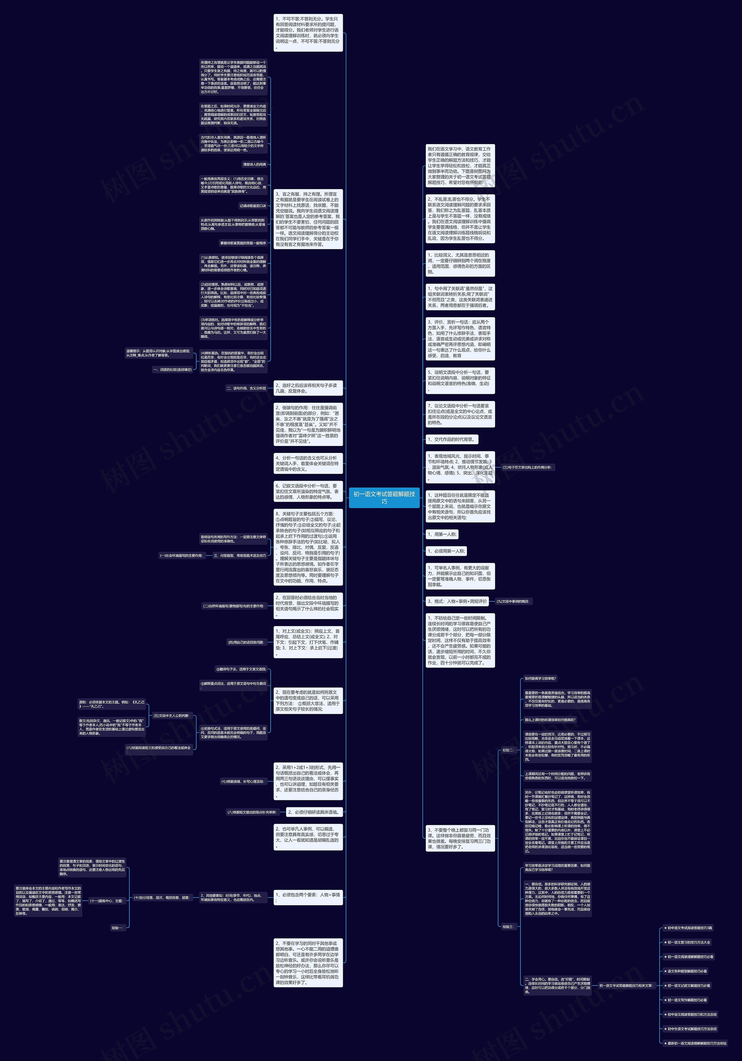 初一语文考试答题解题技巧思维导图
