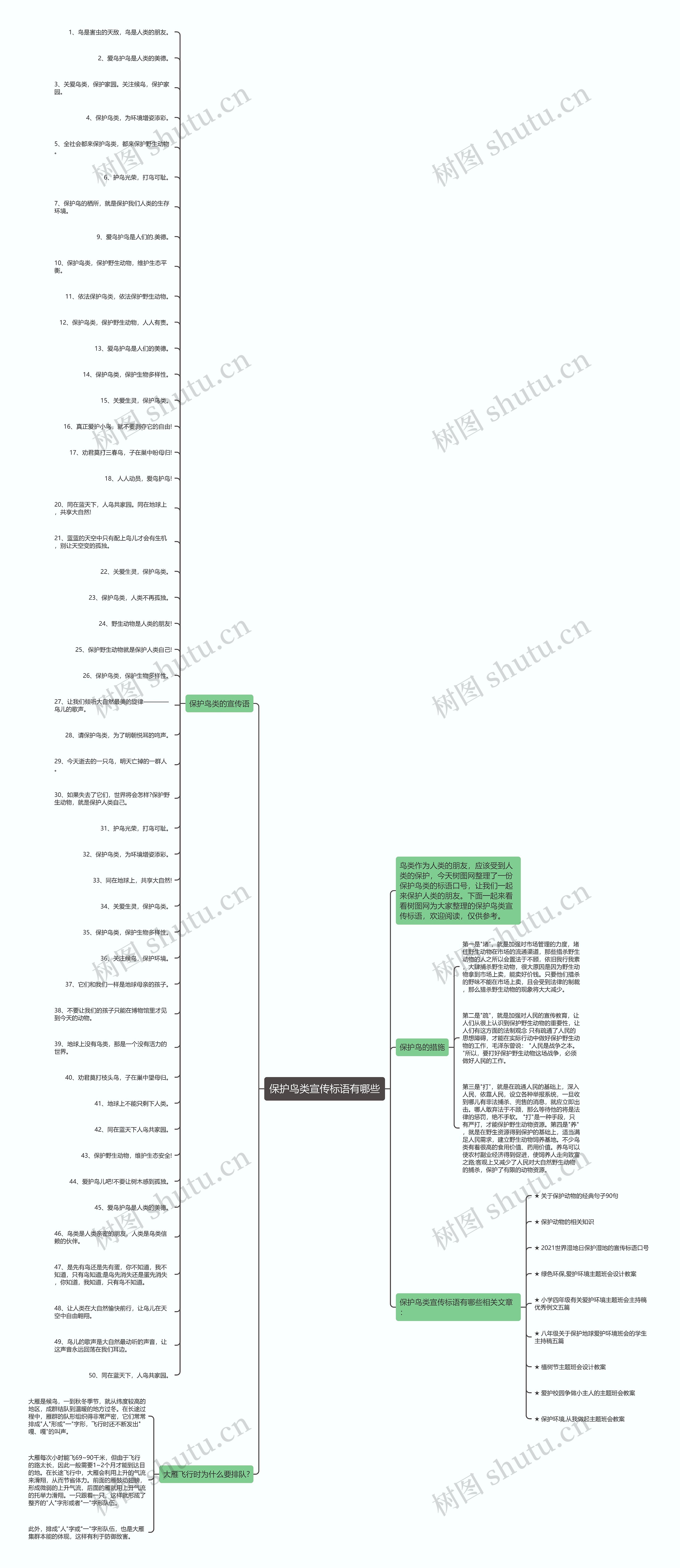 保护鸟类宣传标语有哪些思维导图