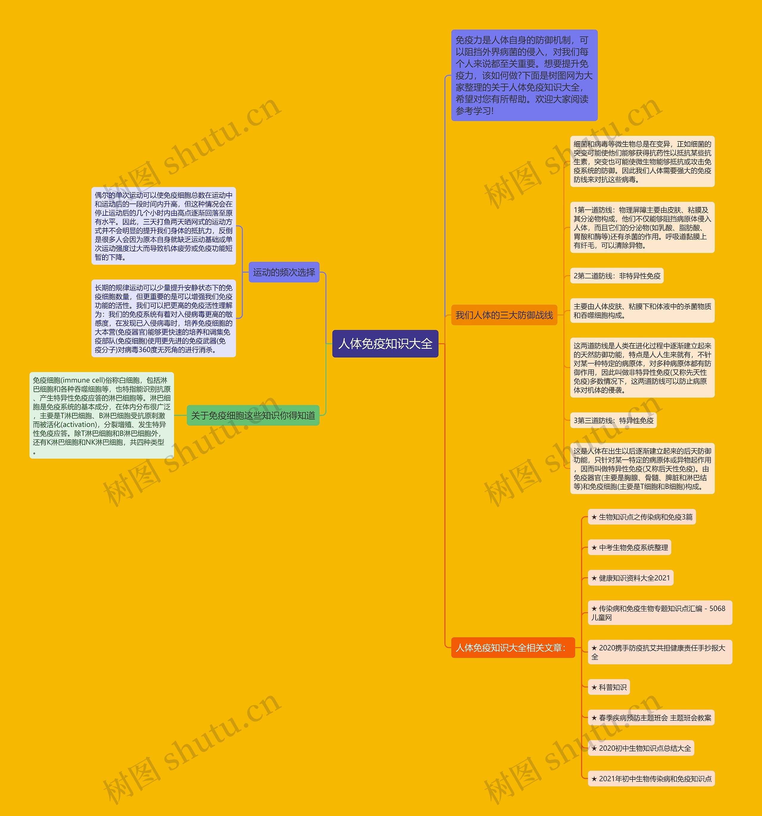 人体免疫知识大全思维导图