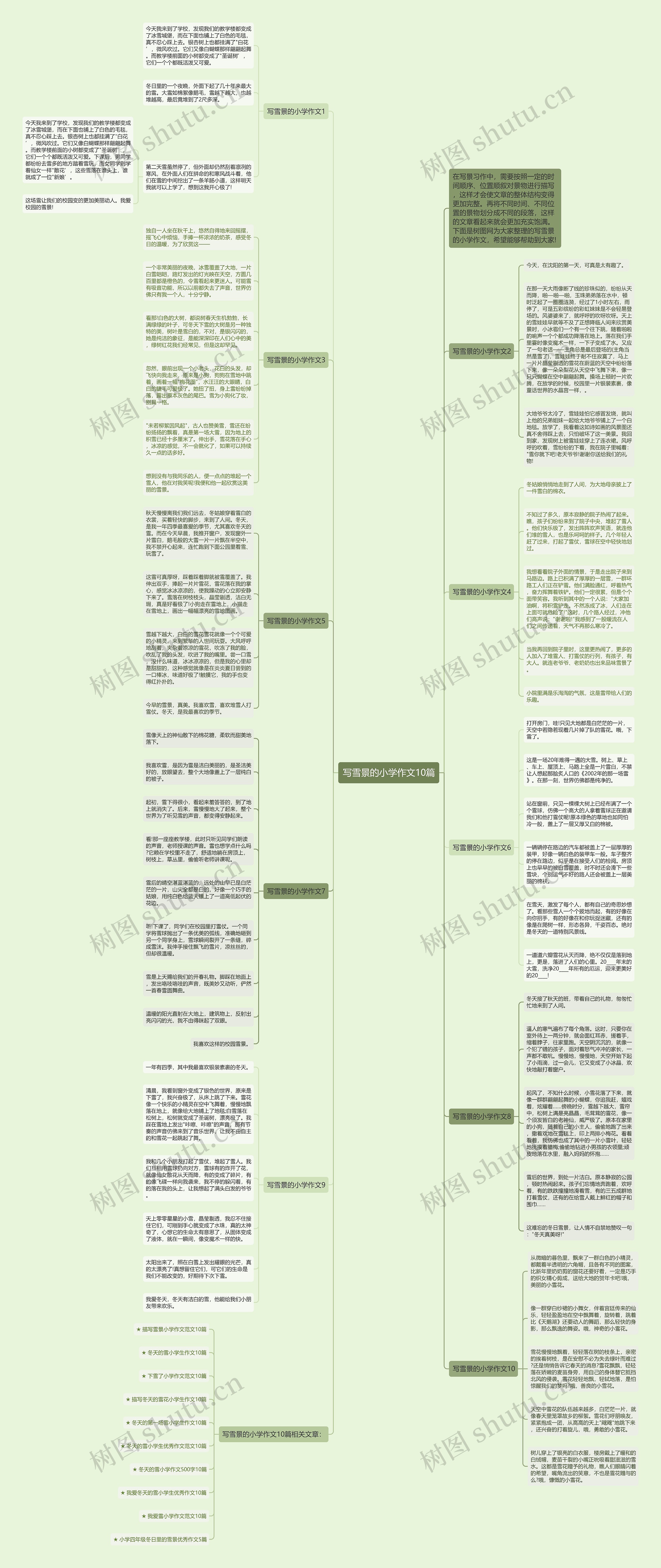 写雪景的小学作文10篇思维导图