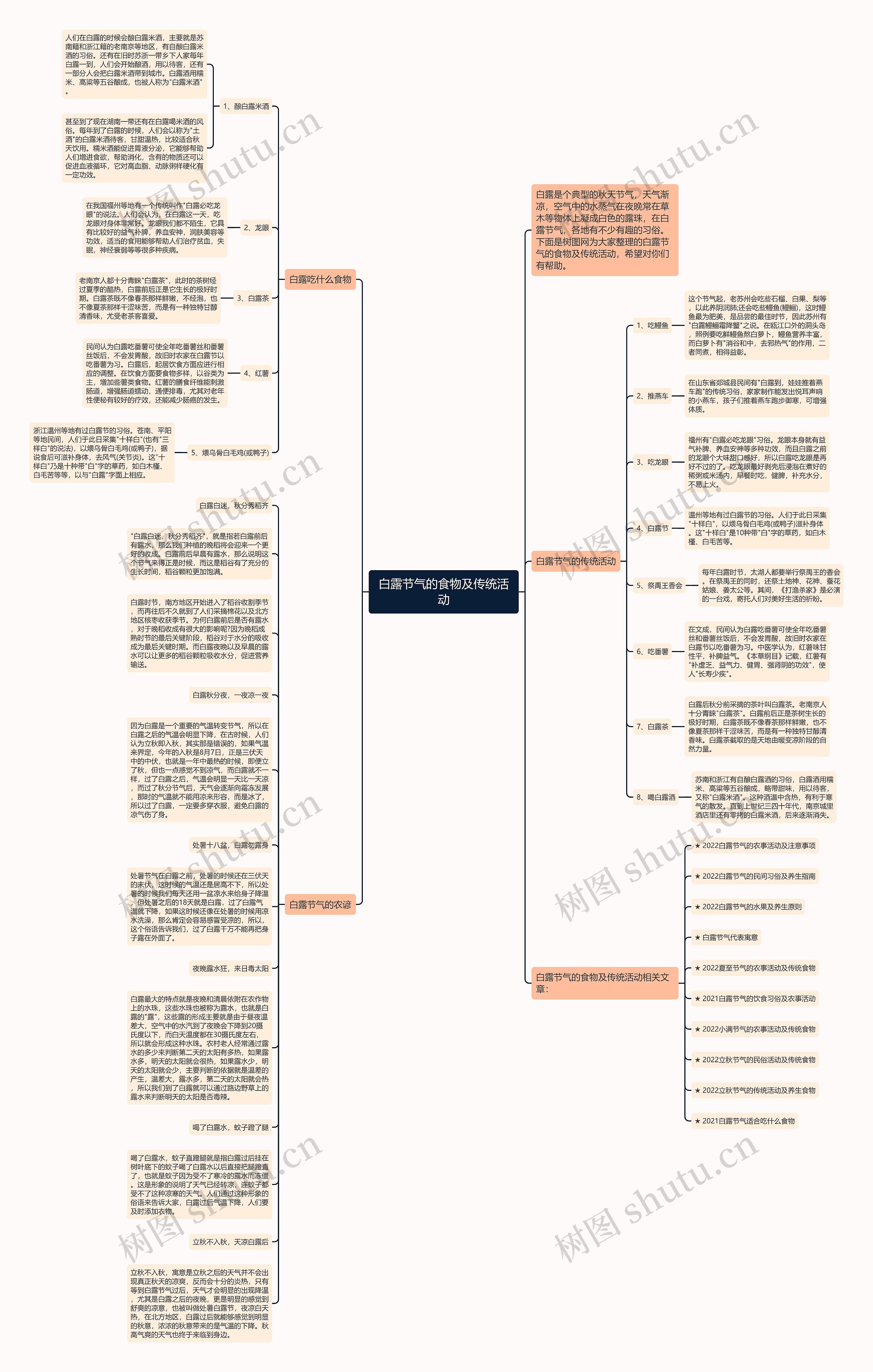 白露节气的食物及传统活动思维导图