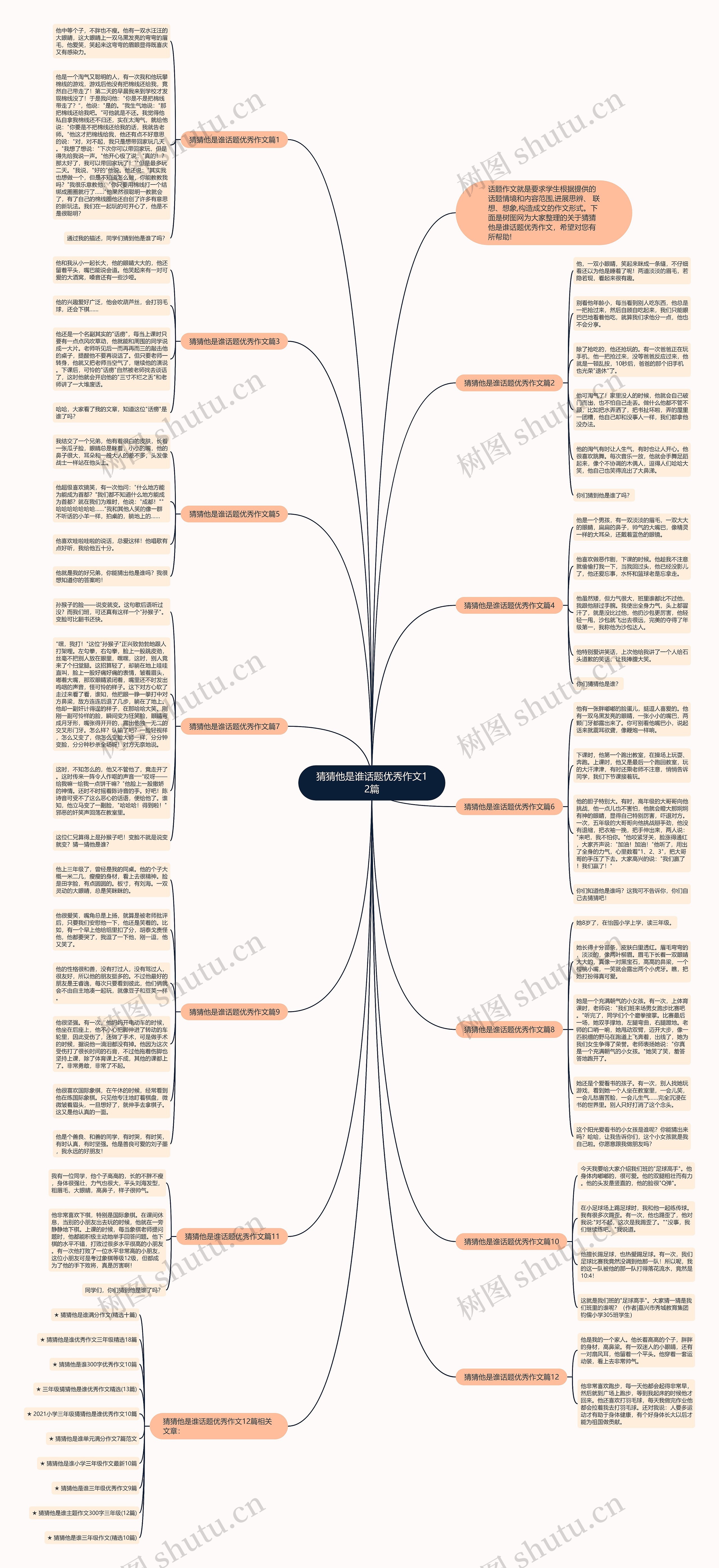 猜猜他是谁话题优秀作文12篇思维导图