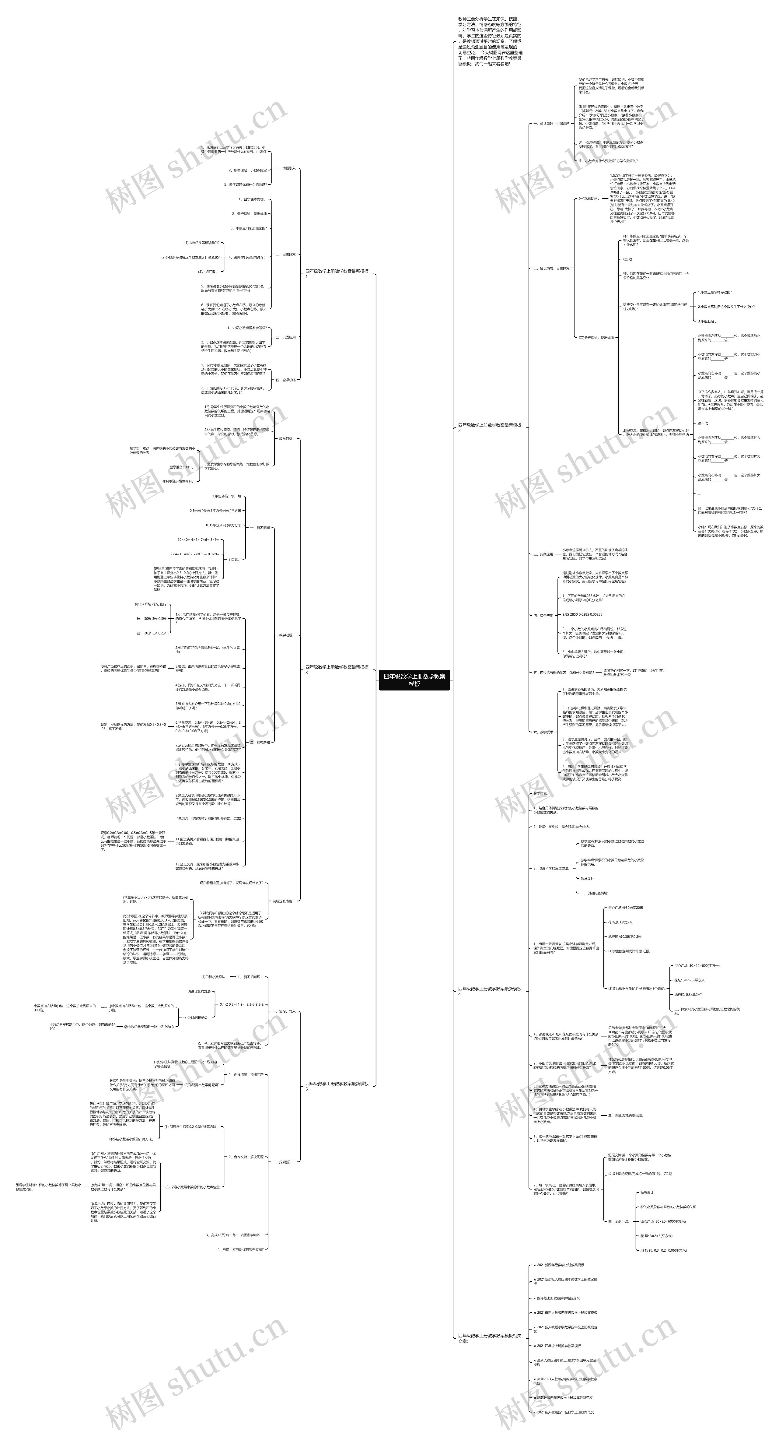 四年级数学上册数学教案模板