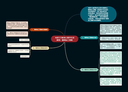 考研333教育心理学名词解释：精细加工策略