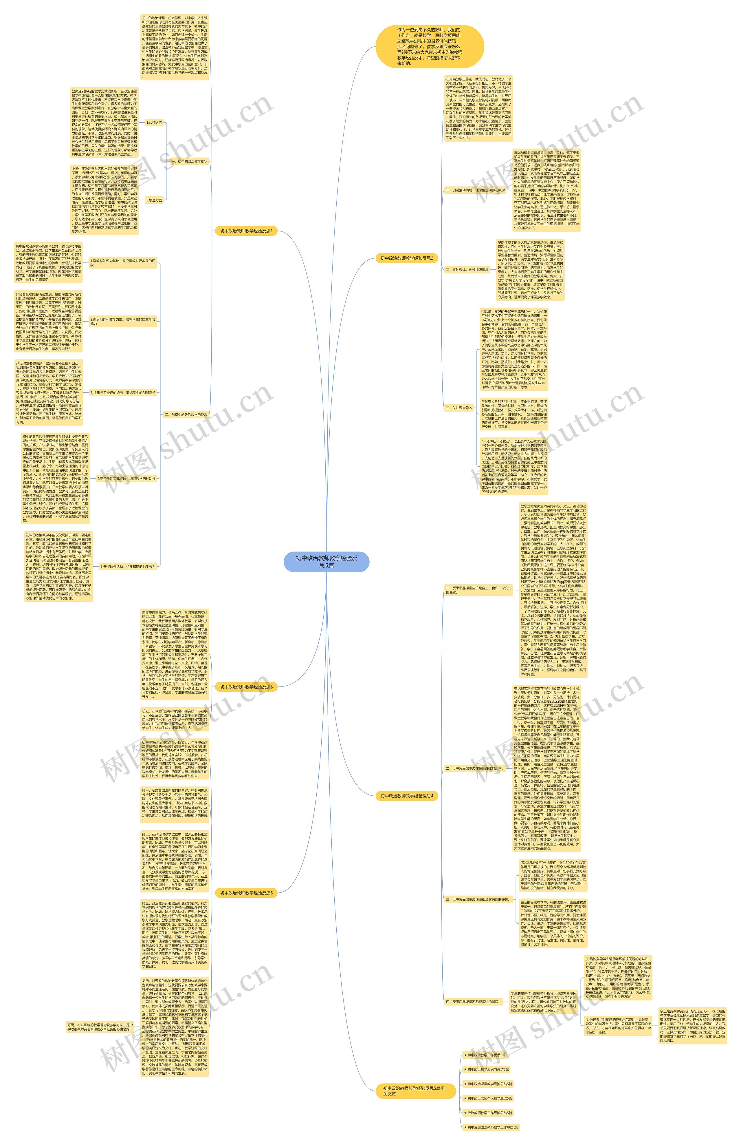 初中政治教师教学经验反思5篇思维导图