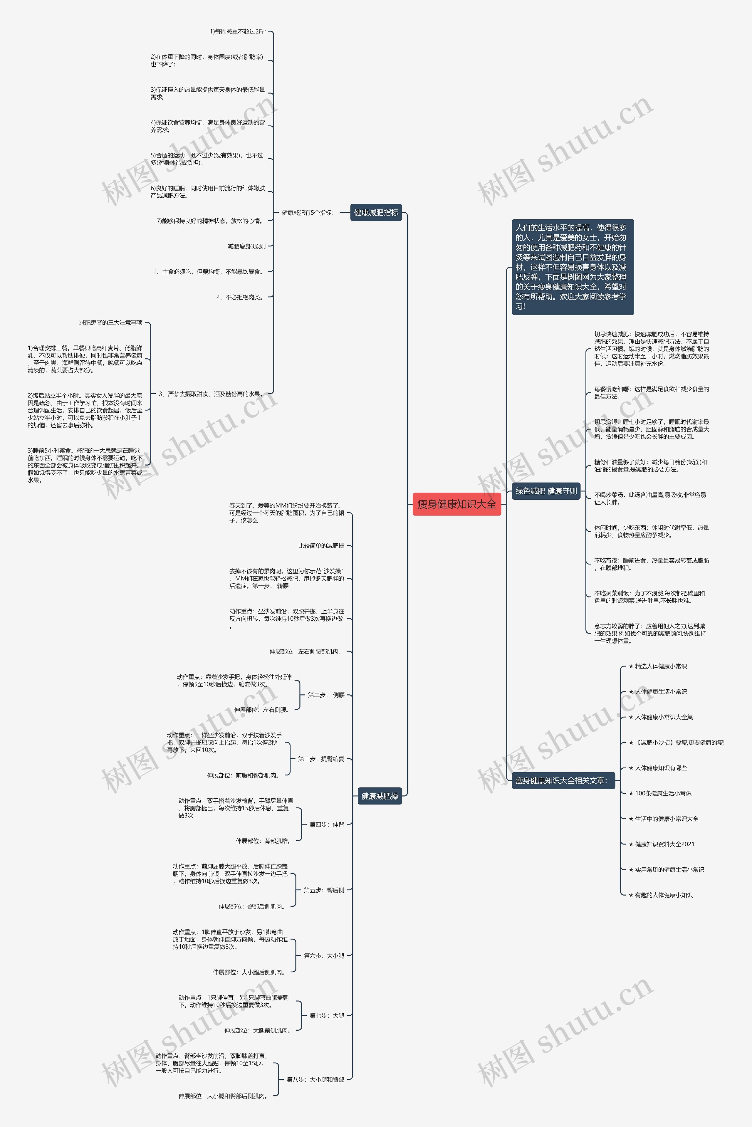 瘦身健康知识大全思维导图