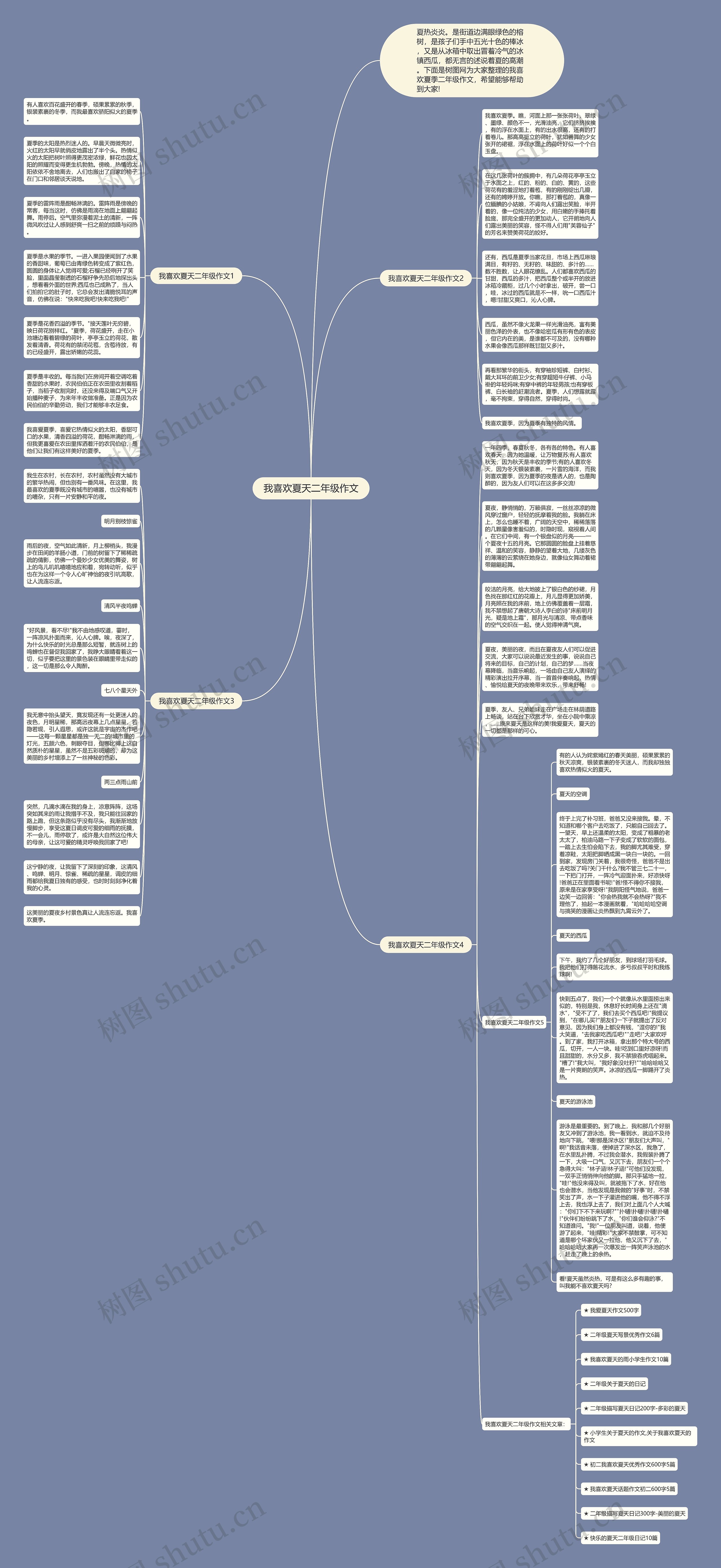我喜欢夏天二年级作文思维导图