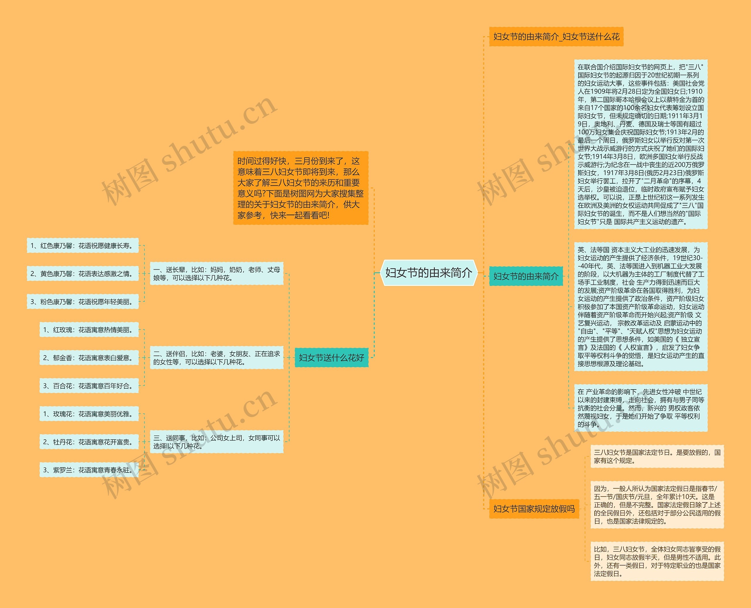 妇女节的由来简介思维导图