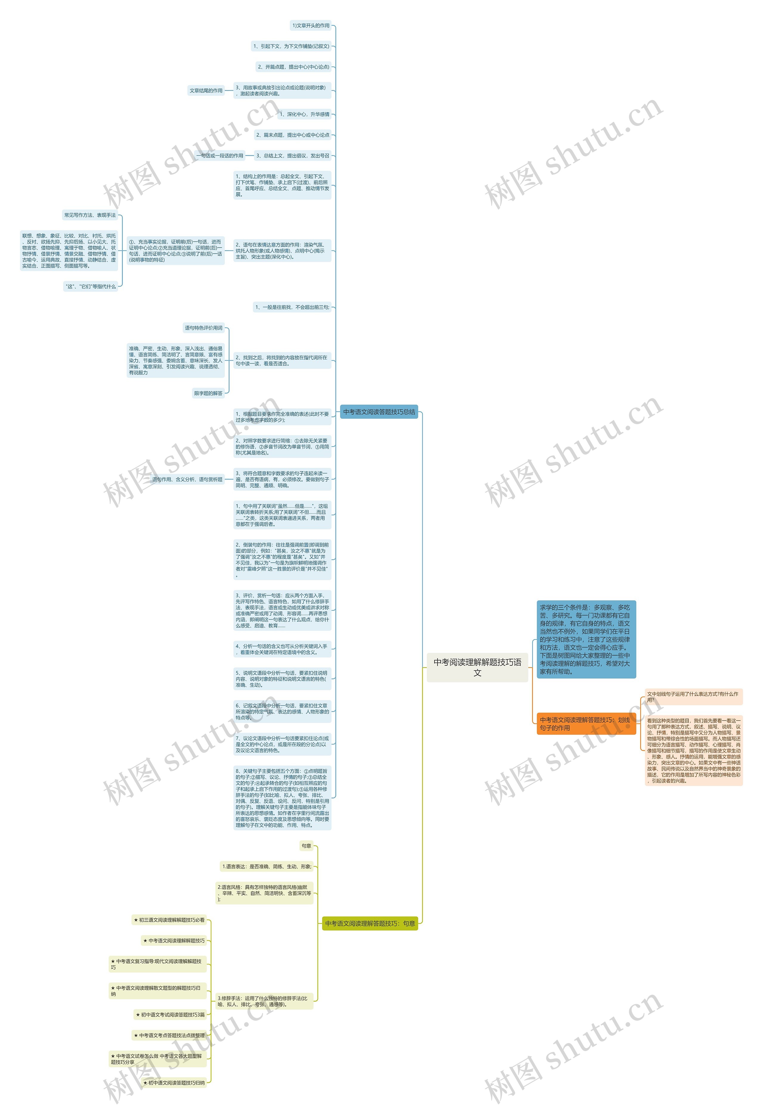 中考阅读理解解题技巧语文思维导图