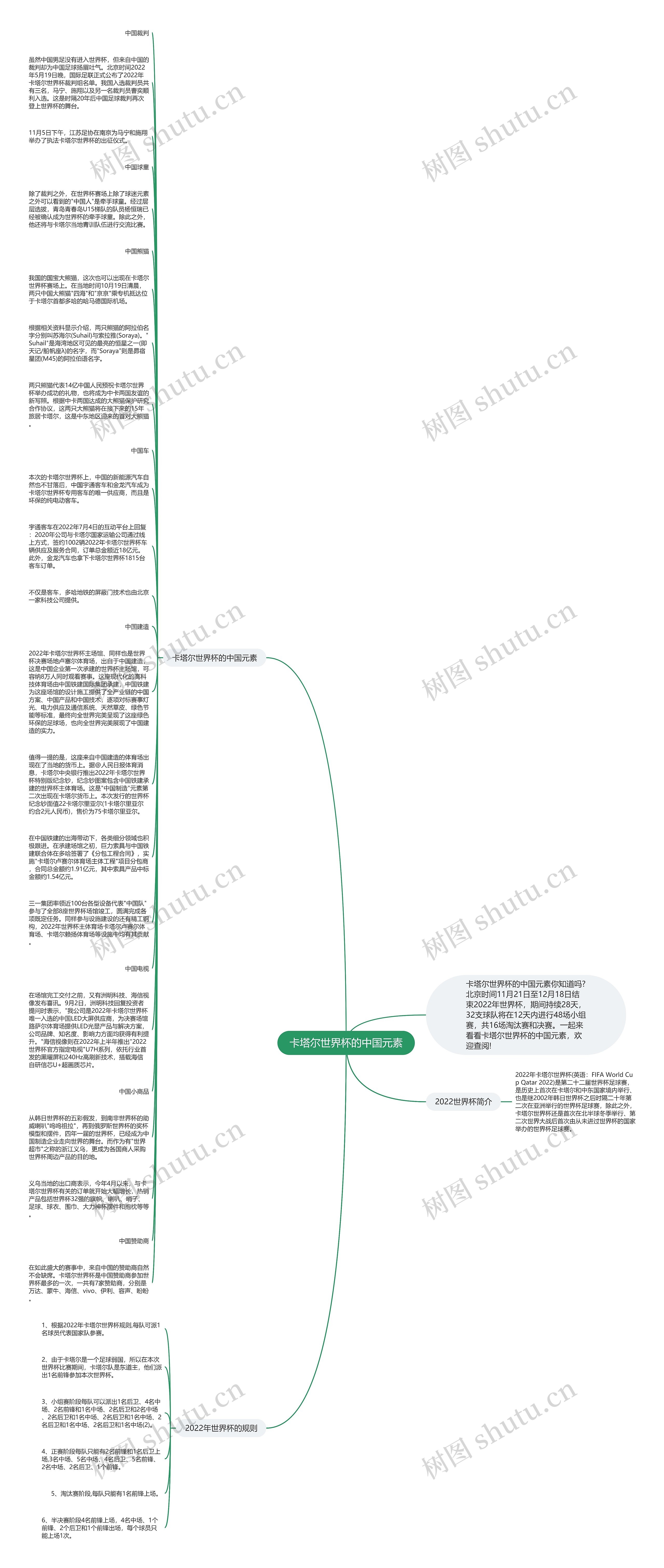 卡塔尔世界杯的中国元素思维导图