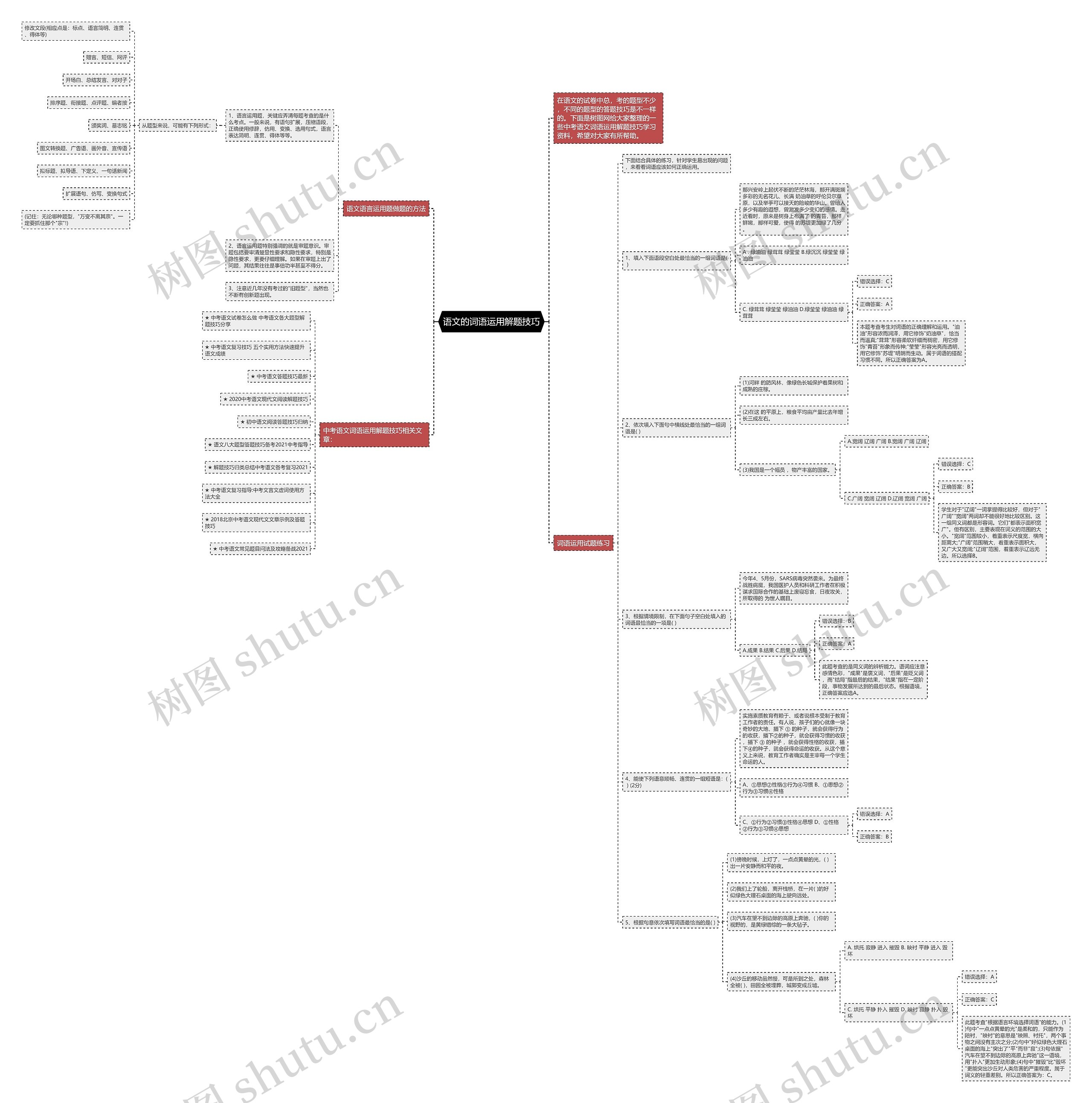 语文的词语运用解题技巧思维导图